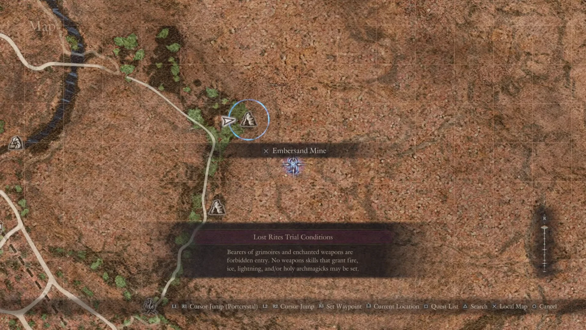 Map marker with Lost Rites Trial Conditions