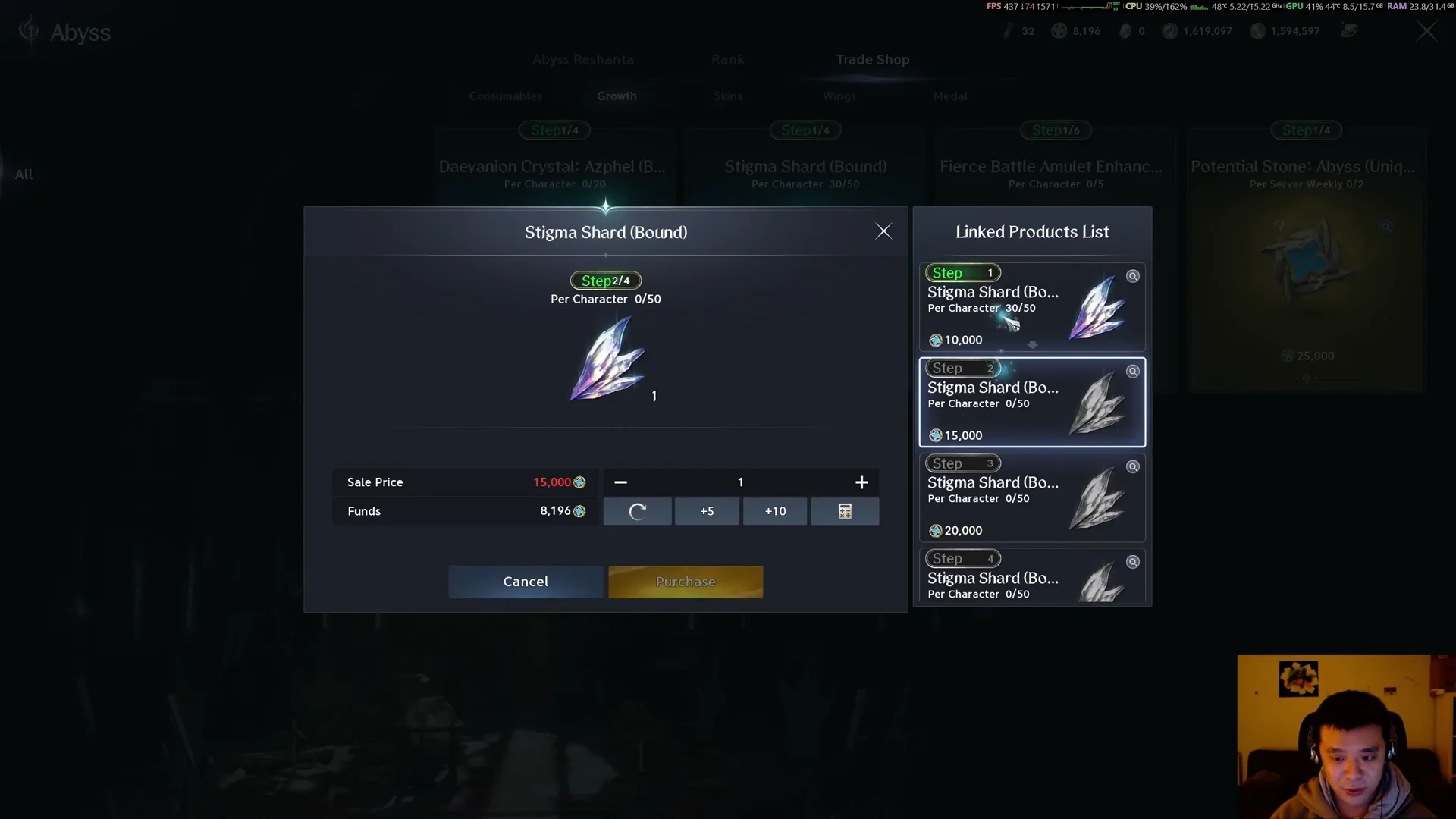 Abyss Trade Shop Stigma Shard Purchase