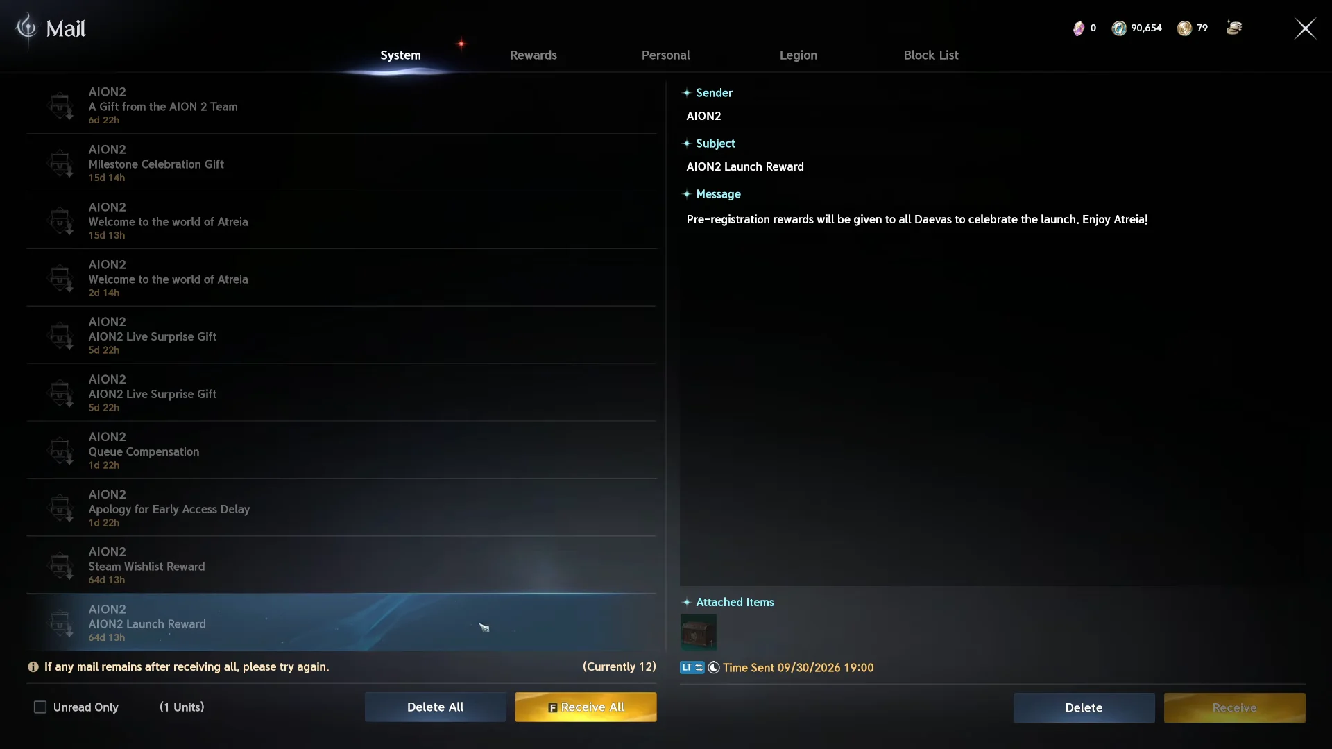 Mail menu navigation