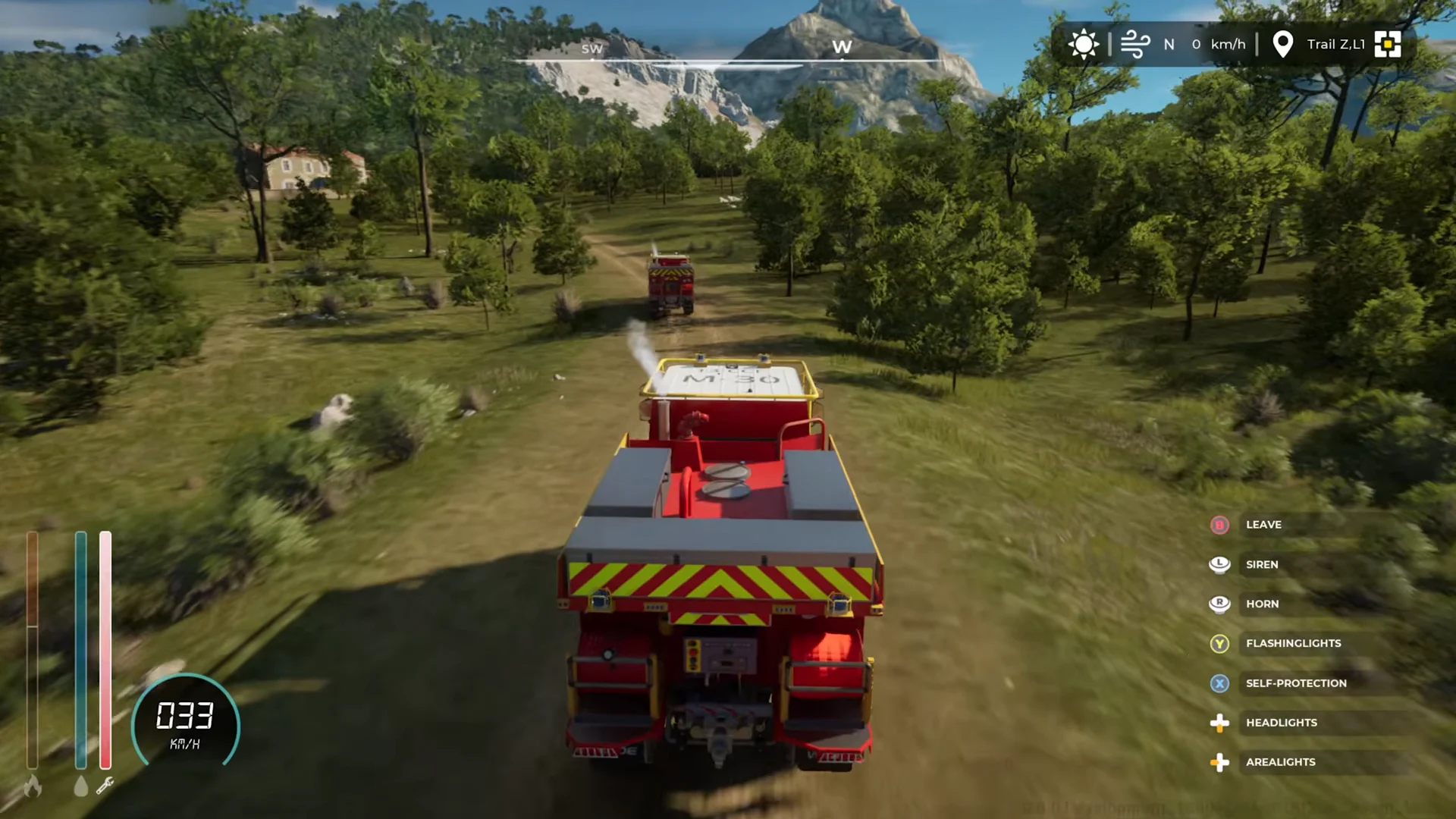 Driving fire truck