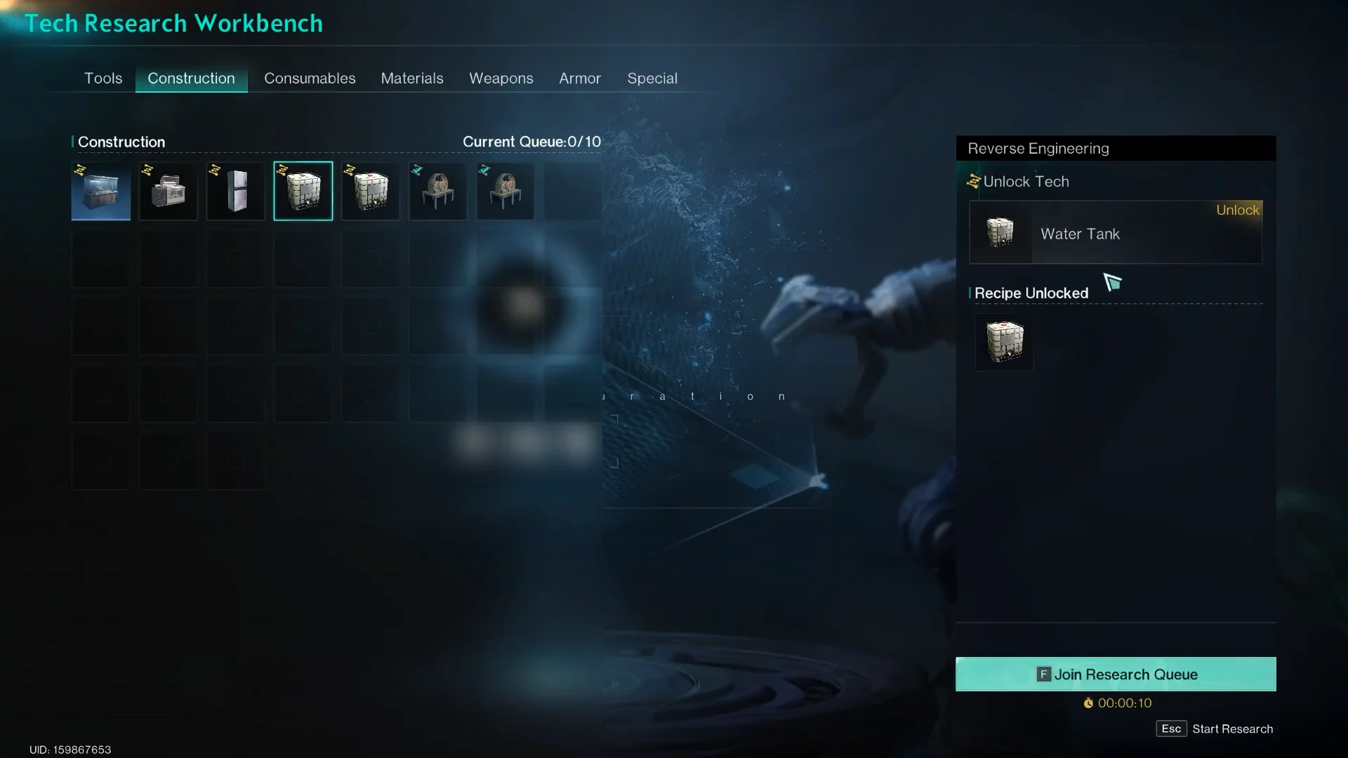 Tech Research Workbench and recipe unlock