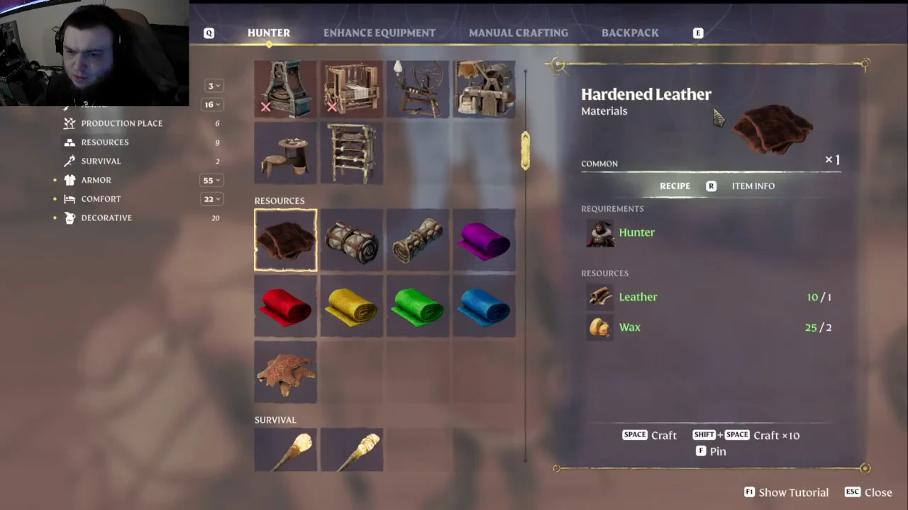 Hardened Leather recipe at the Hunter (Leather and Wax)