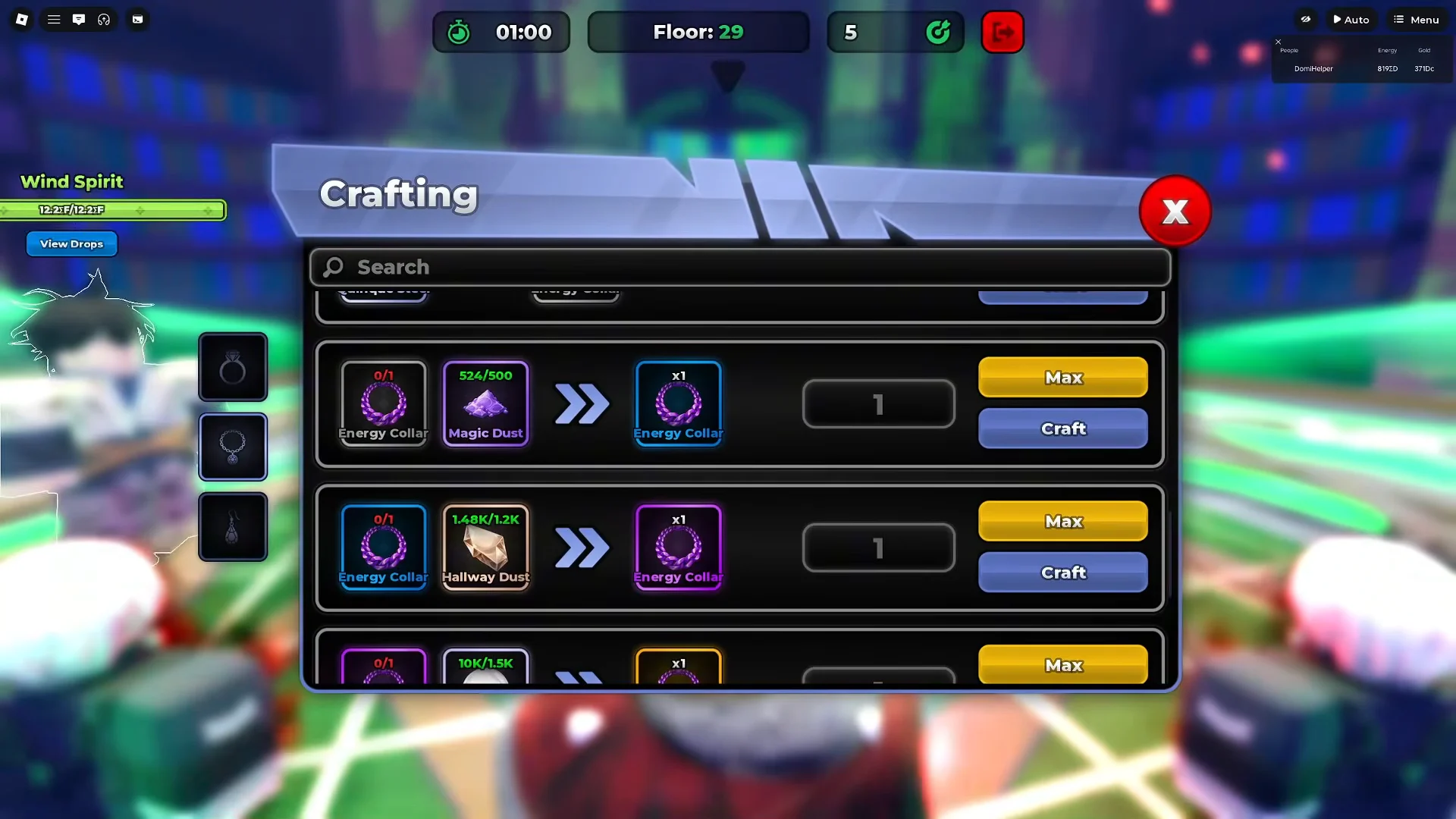 Upgrading Collar via Magic Tower