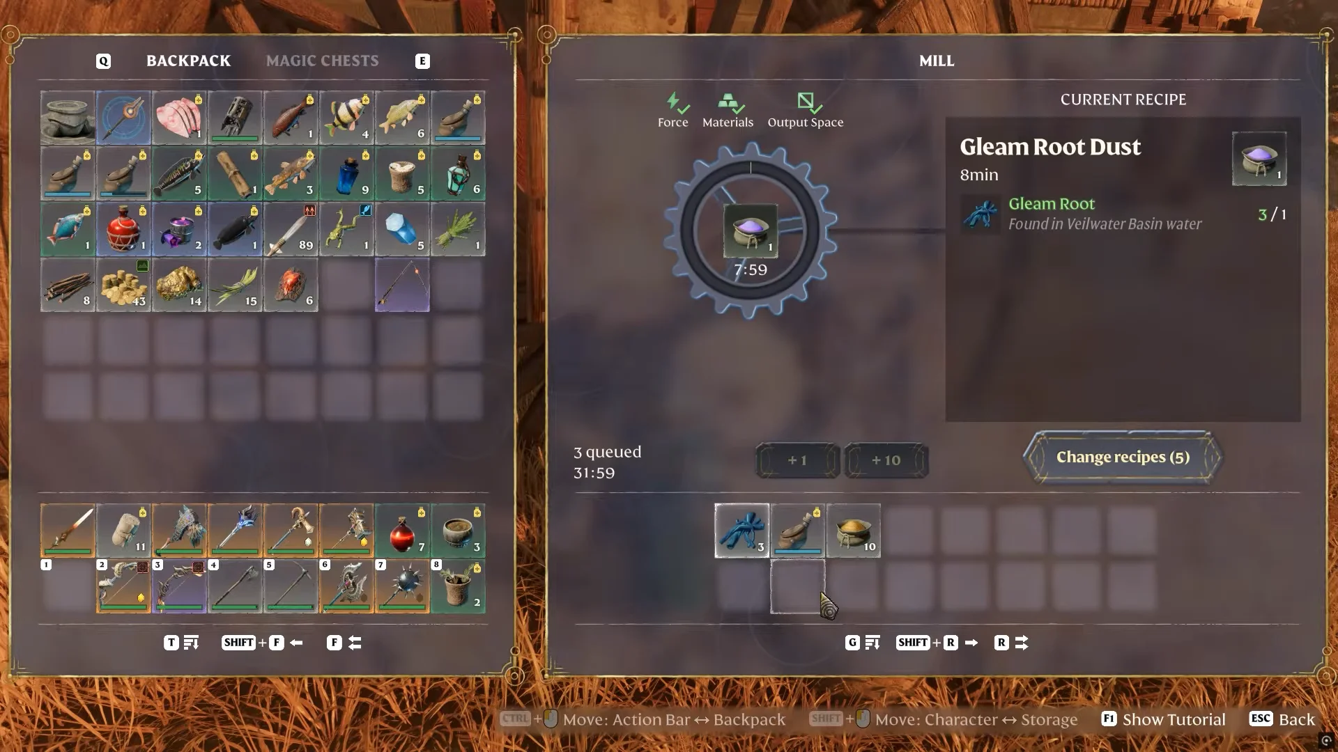 Gleam Root Dust selected in the Mill