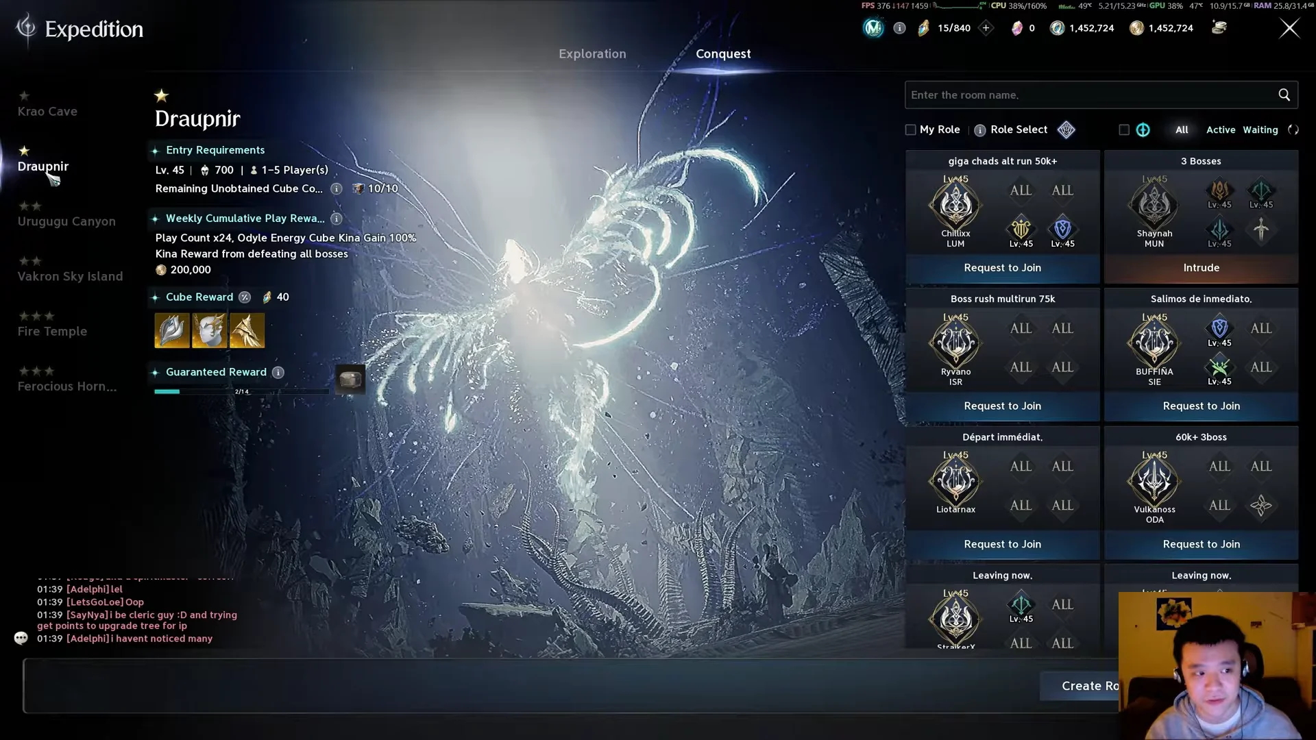 Expedition Menu & Draupnir Conquest Overview