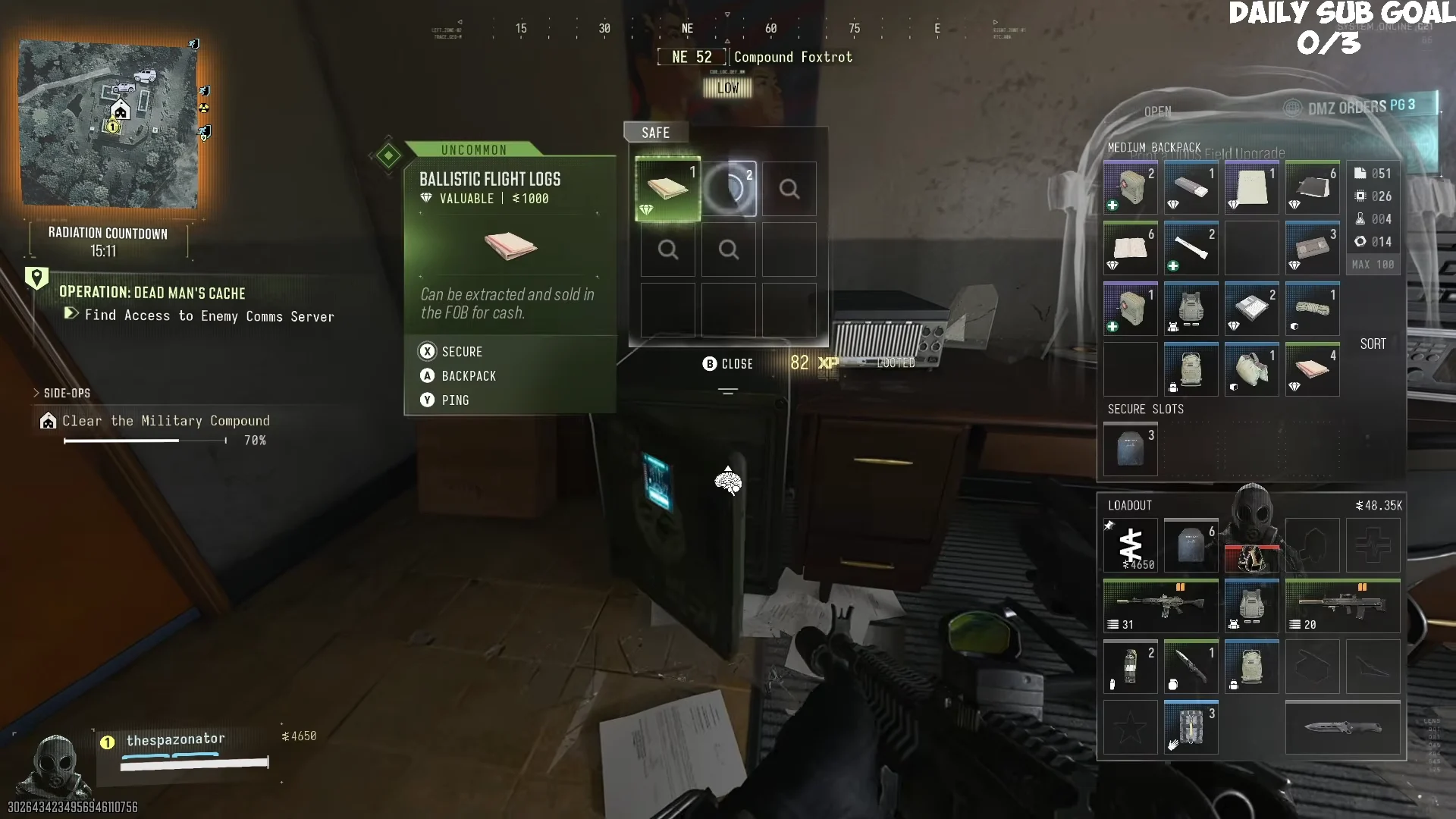 Compound Foxtrot safe loot