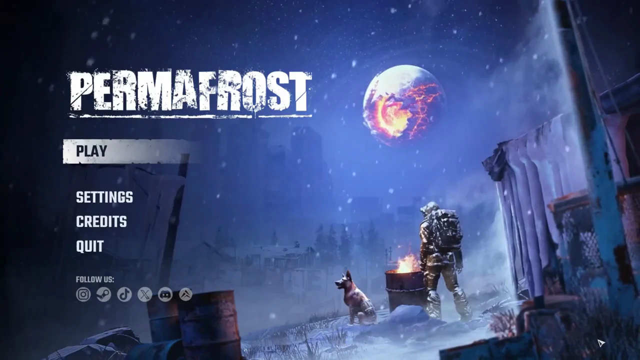 Permafrost main menu with the Play button highlighted and ready to start