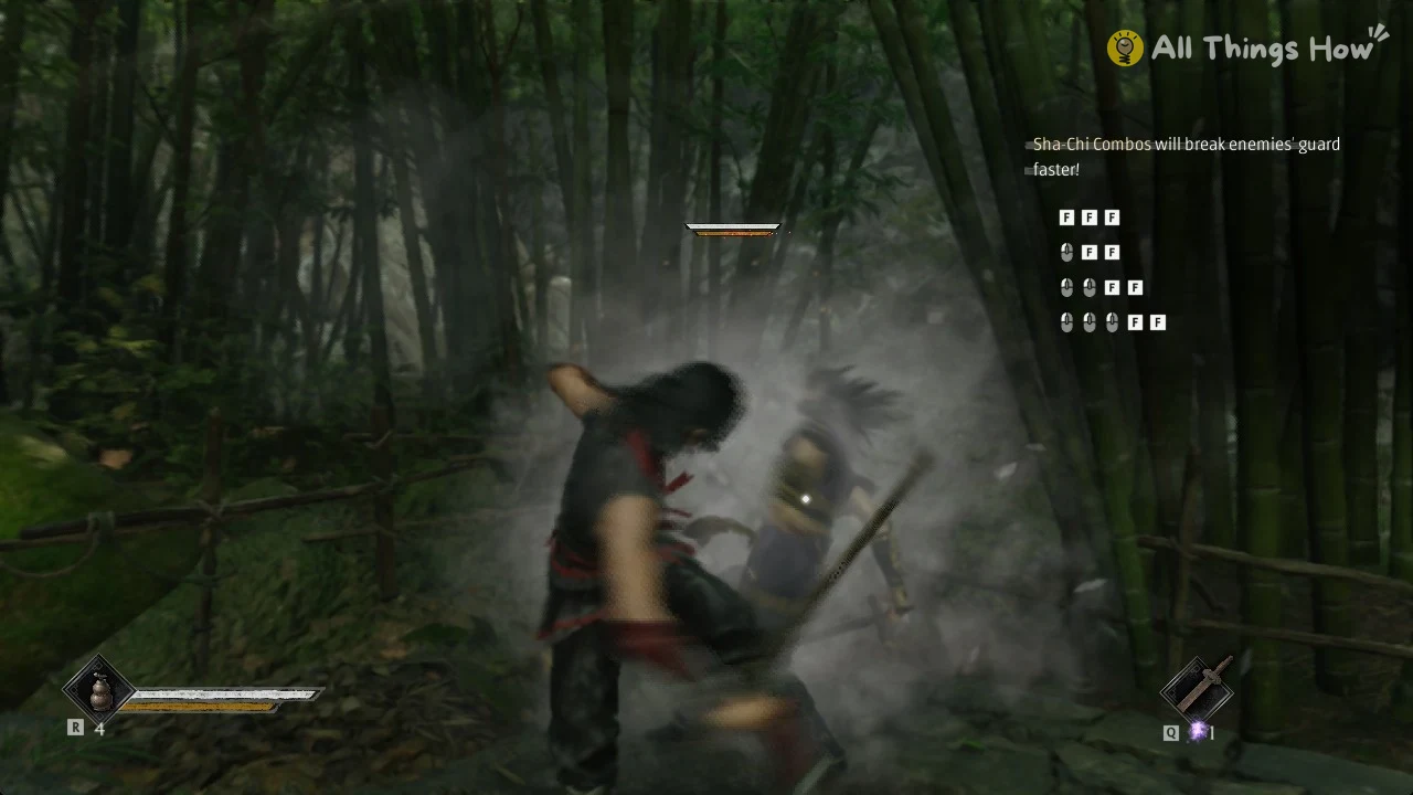 Phantom Blade Zero heroine breaking Zuo Shang's guard with a Sha-Chi Combo in the bamboo yard