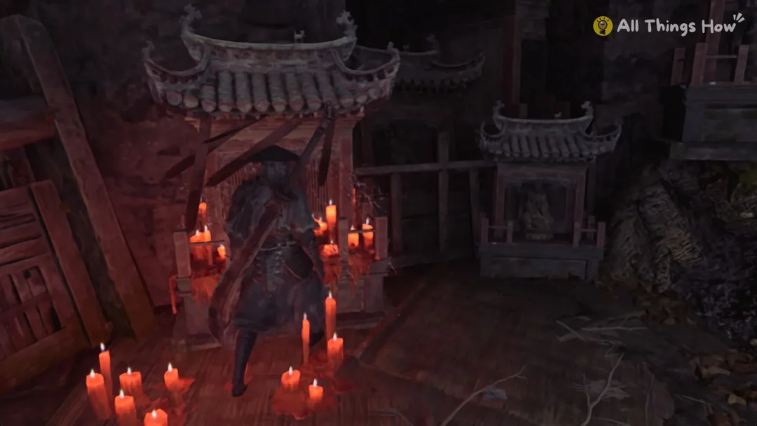 Soul among red candles at the shrine beneath the well, Phantom Blade Zero