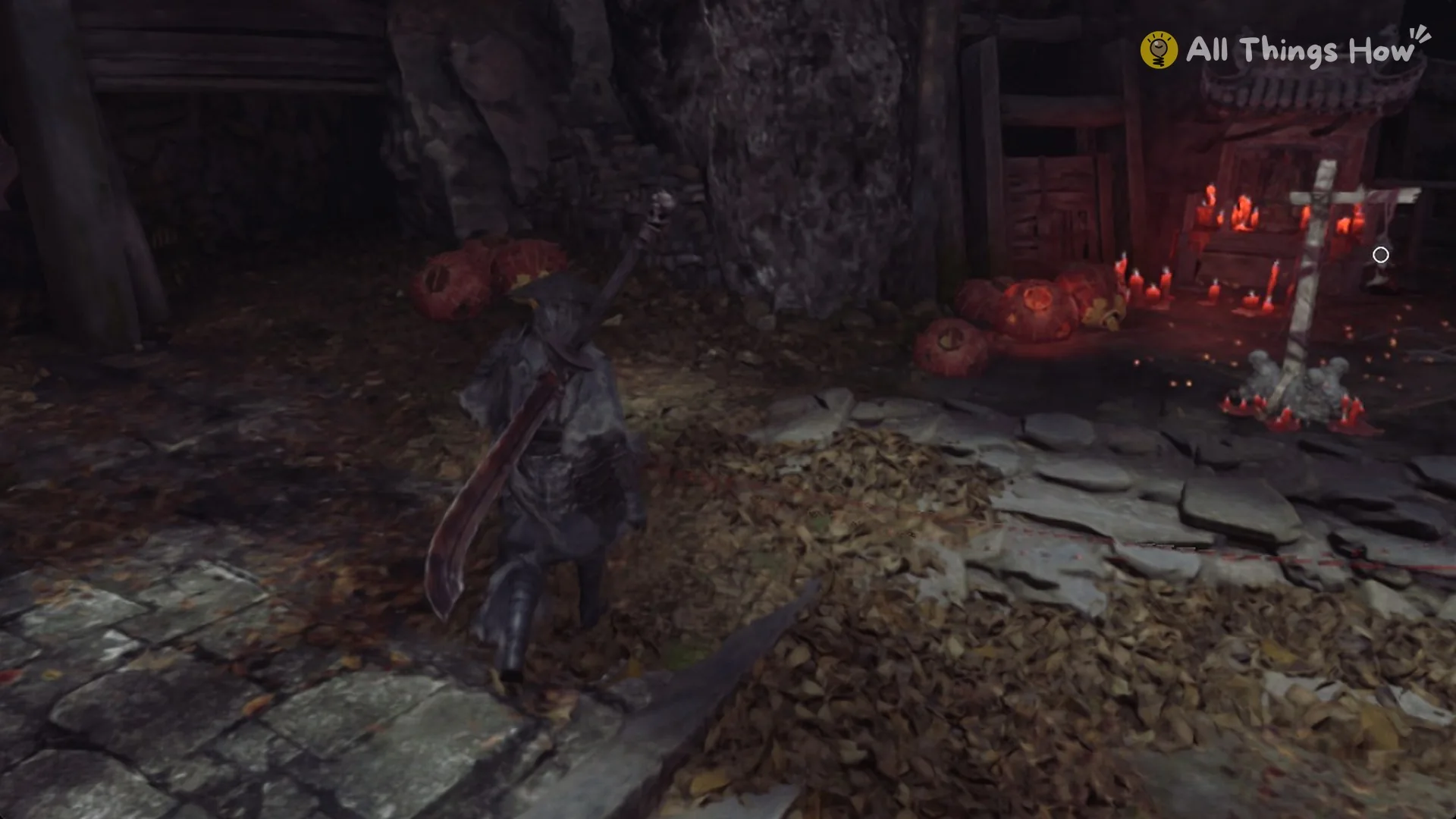 Soul walking toward the red-candle shrine beneath the well, Phantom Blade Zero