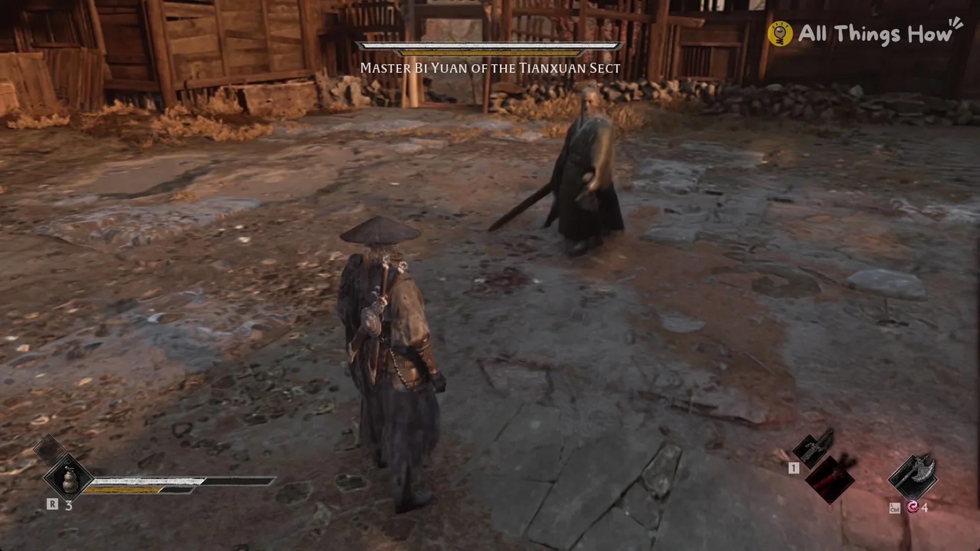 Master Bi Yuan of the Tianxuan Sect boss bar as he walks up, Phantom Blade Zero