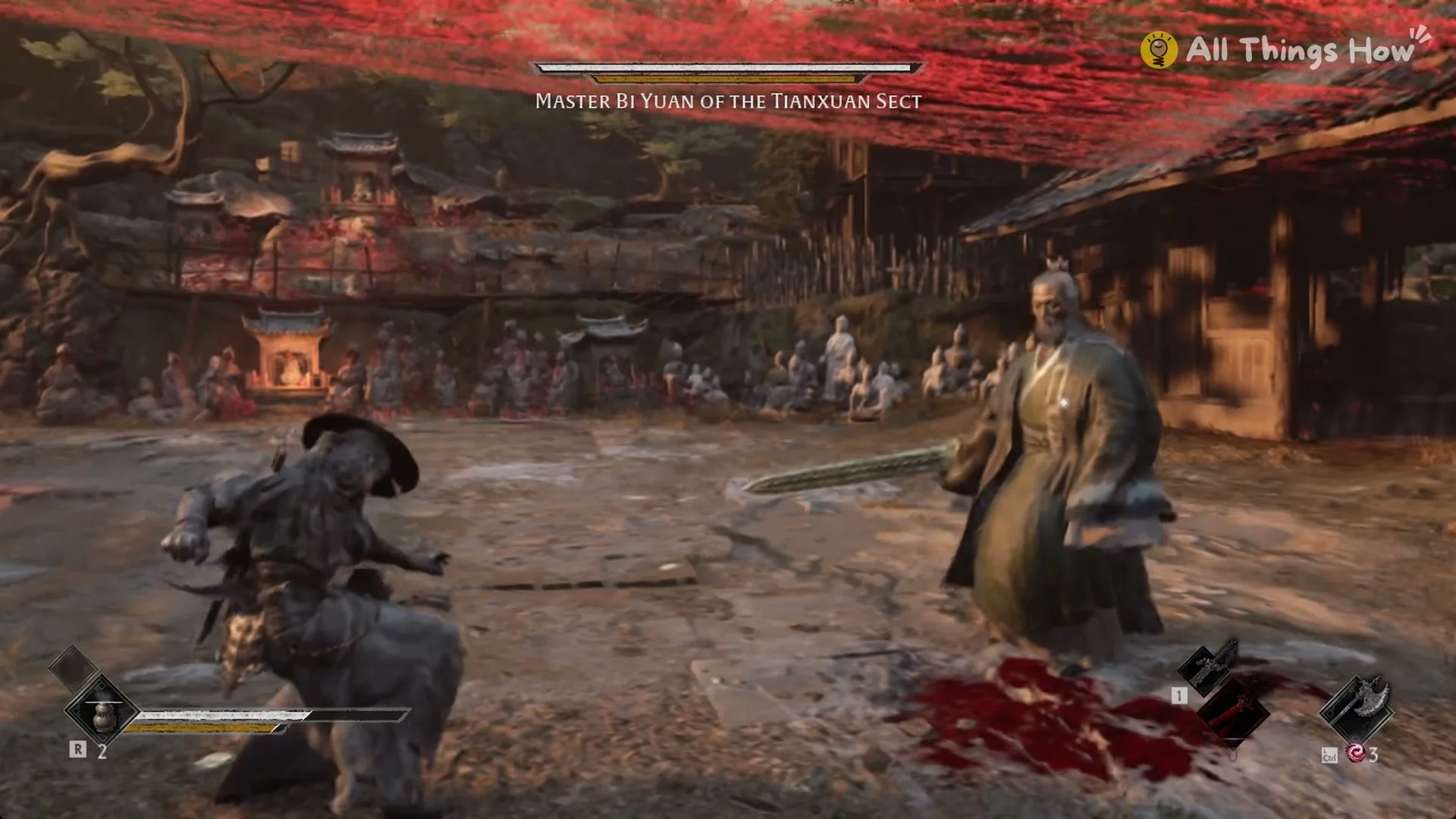 Master Bi Yuan facing Soul with his bronze sword, Phantom Blade Zero