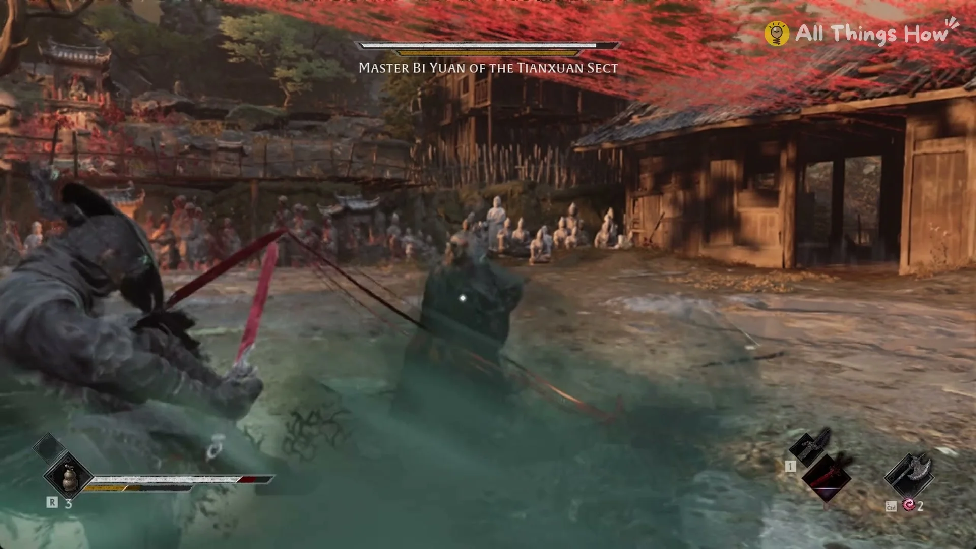 Master Bi Yuan dashing forward with a teal wave, Phantom Blade Zero