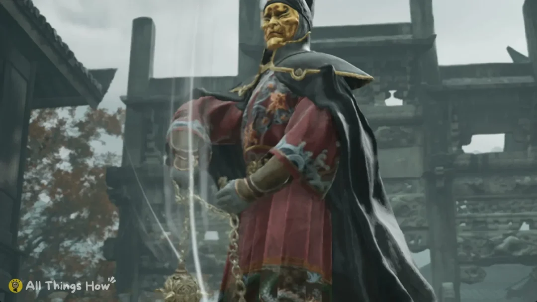 Blaze, Shadow Warden Captain, in his golden mask with the chained censer, Phantom Blade Zero