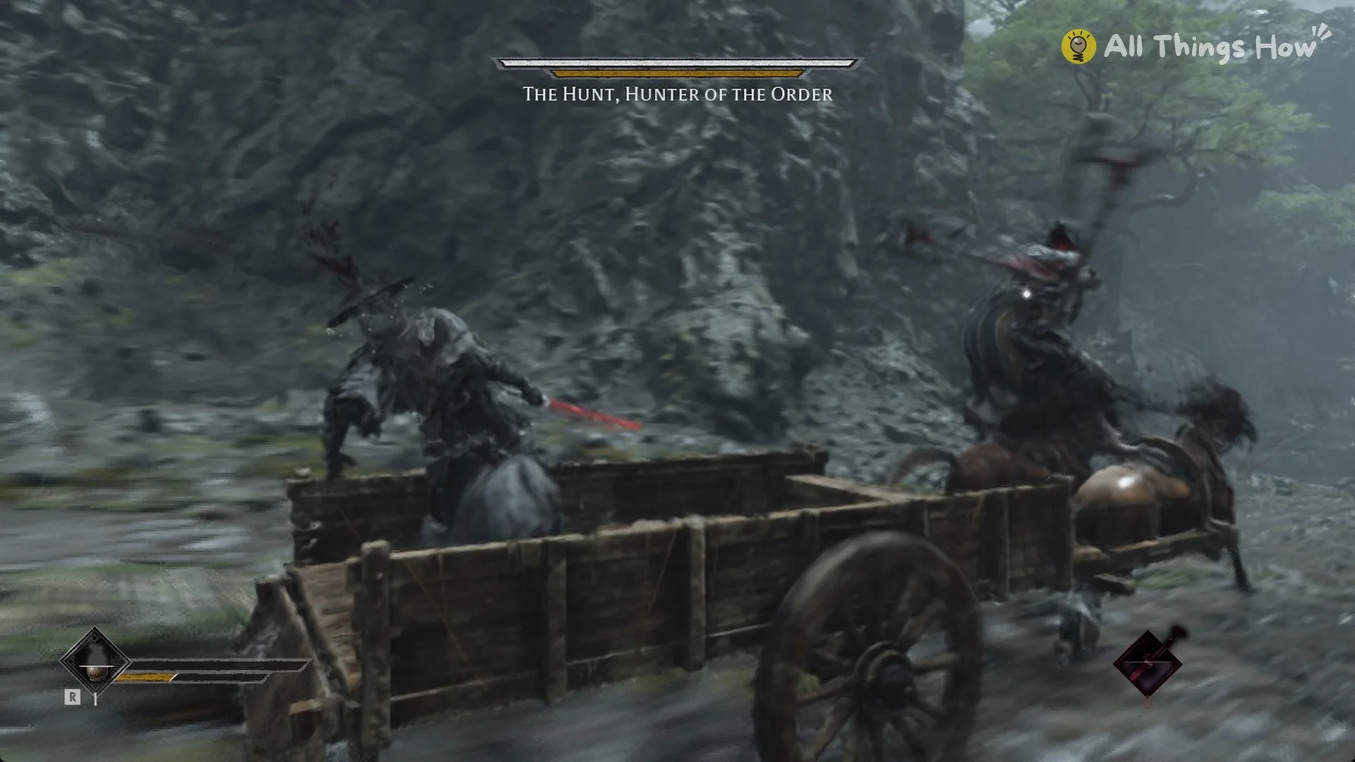 The Hunt, Hunter of the Order boss bar during the cart fight in Phantom Blade Zero