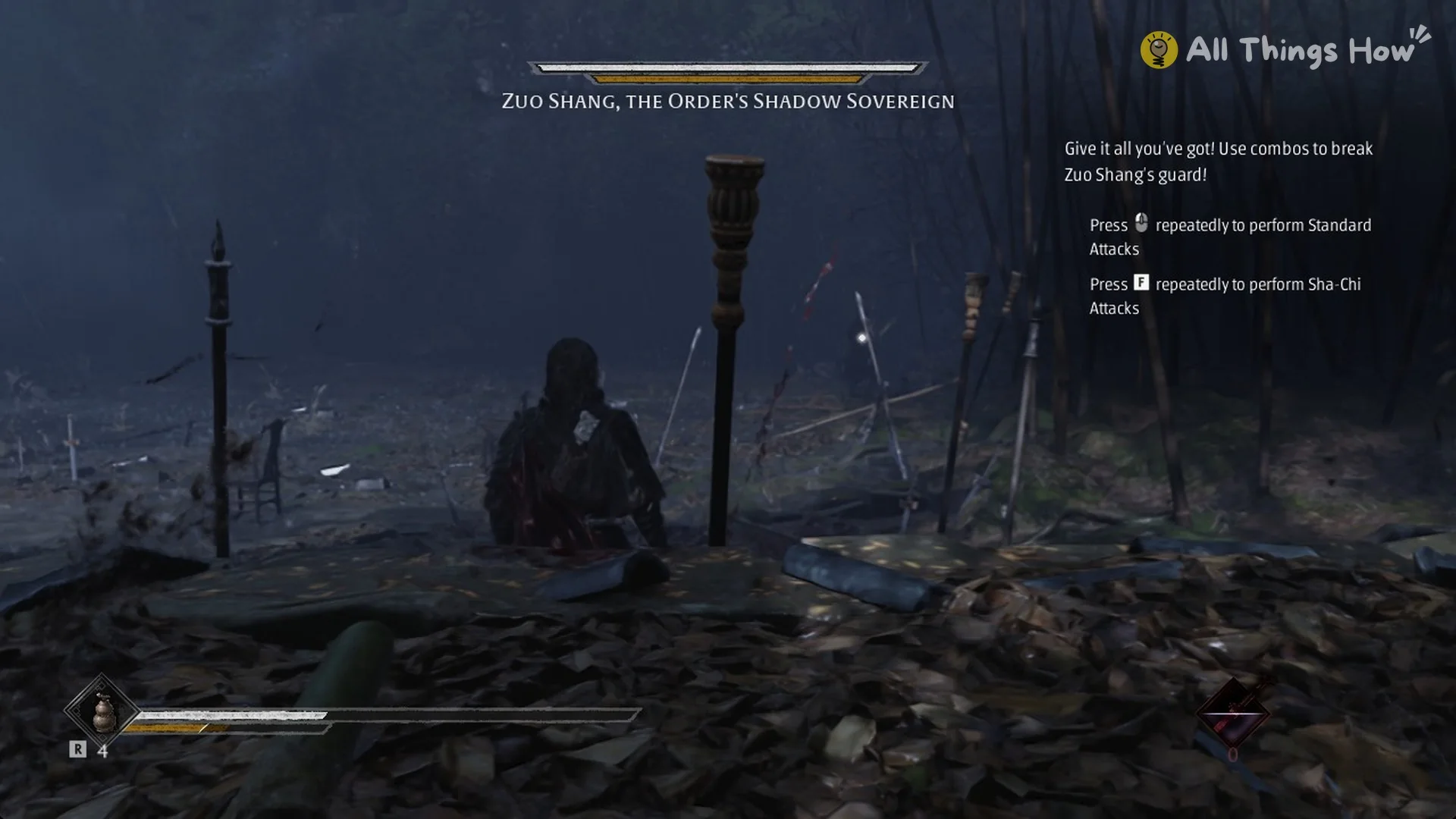 Zuo Shang, the Order's Shadow Sovereign boss health bar in the Phantom Blade Zero prologue