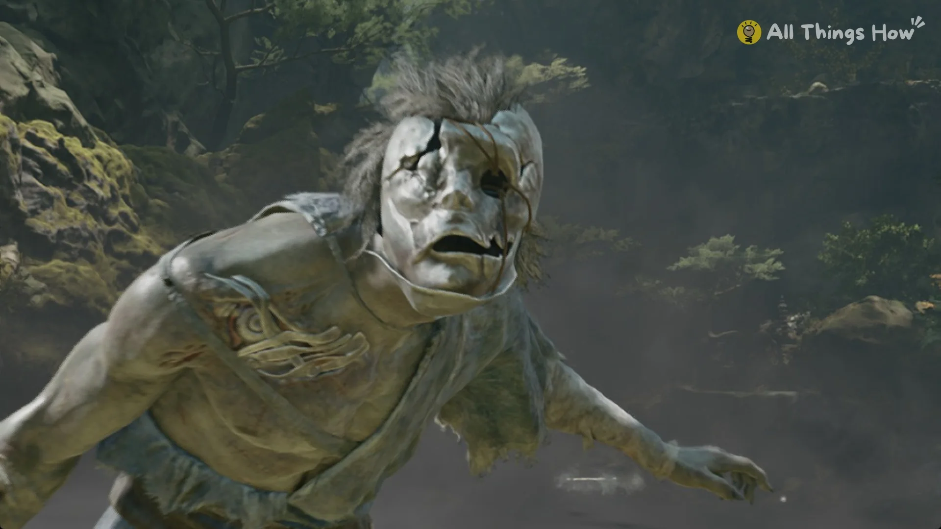 A masked Brute leaping in with a cleaver in Weeping Creek Valley in Phantom Blade Zero