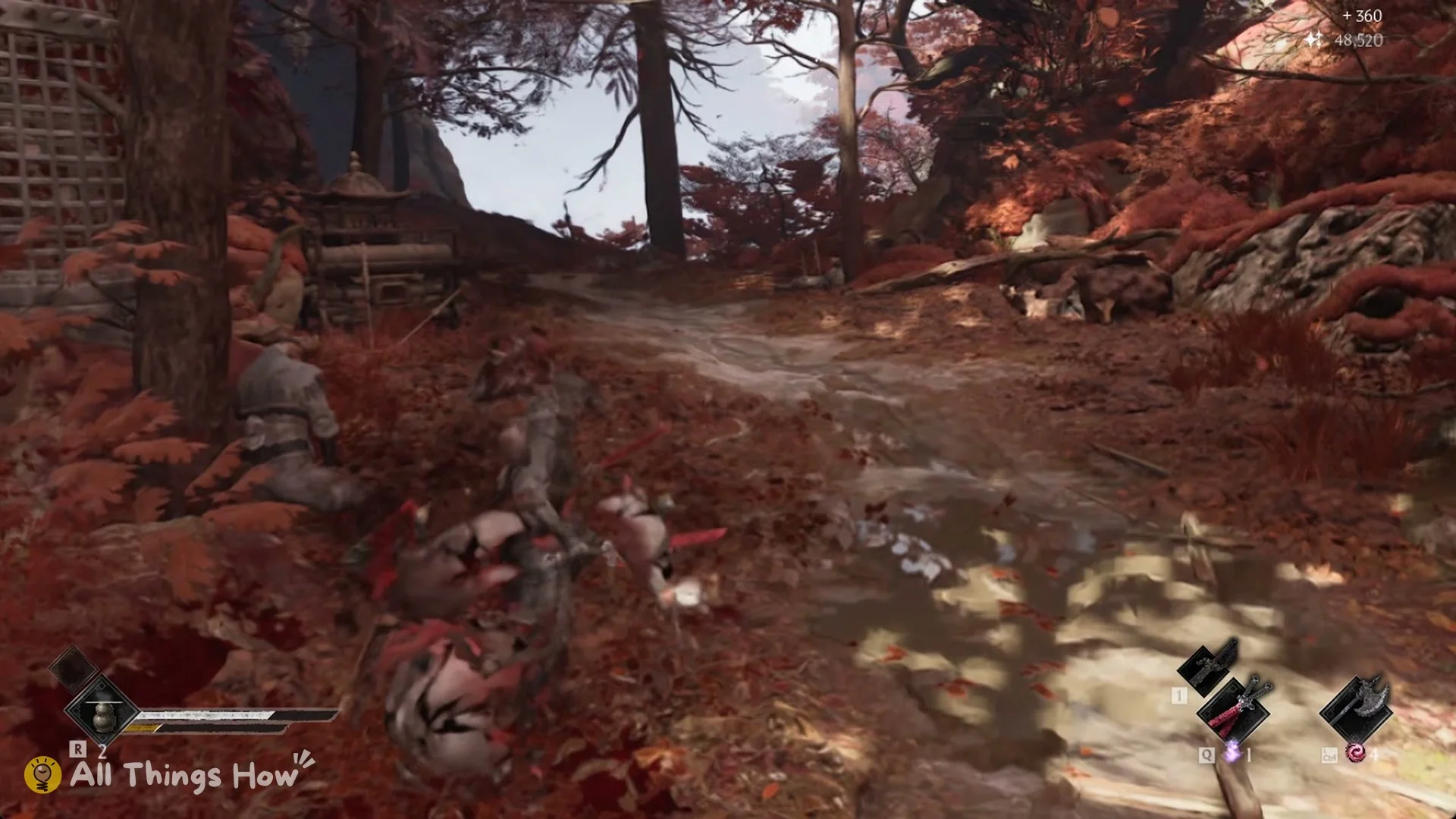 Remnant Dust counter showing plus 360 after the Butcher kill in Phantom Blade Zero