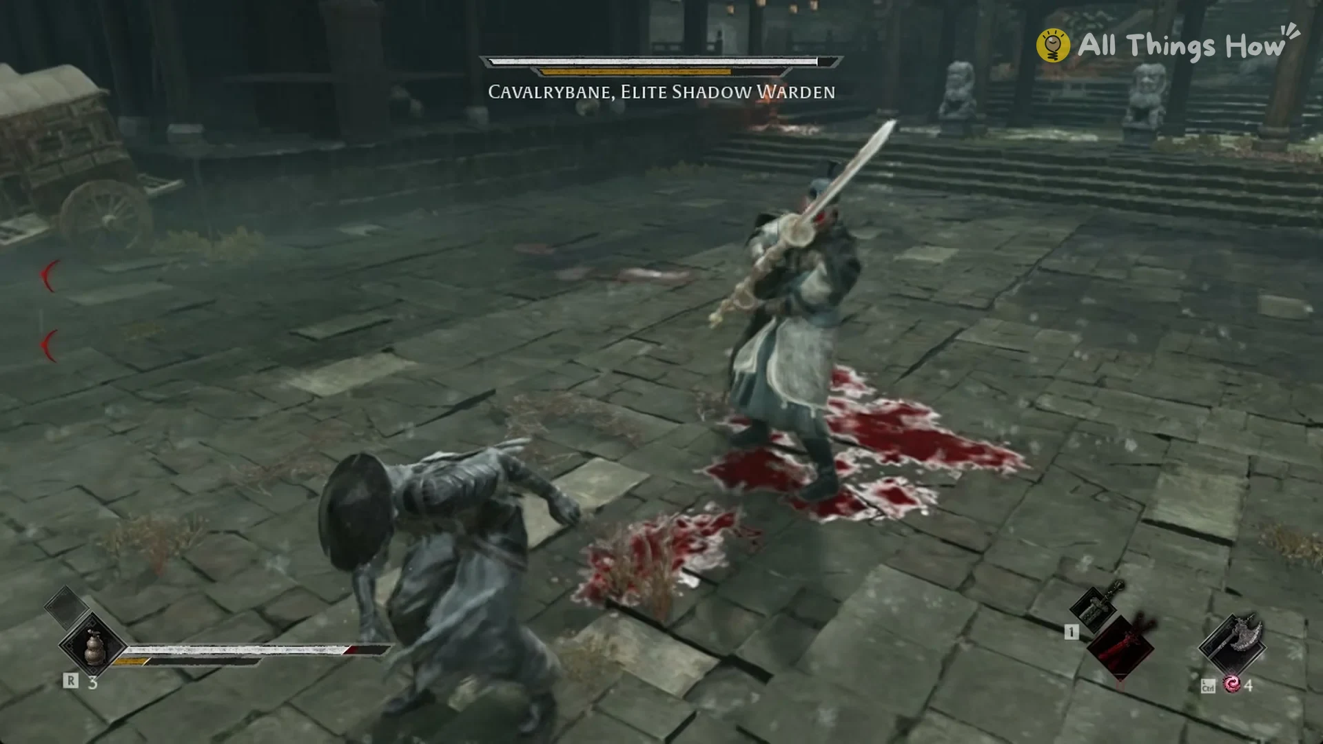 Cavalrybane holding his glaive straight up before a chop in Phantom Blade Zero