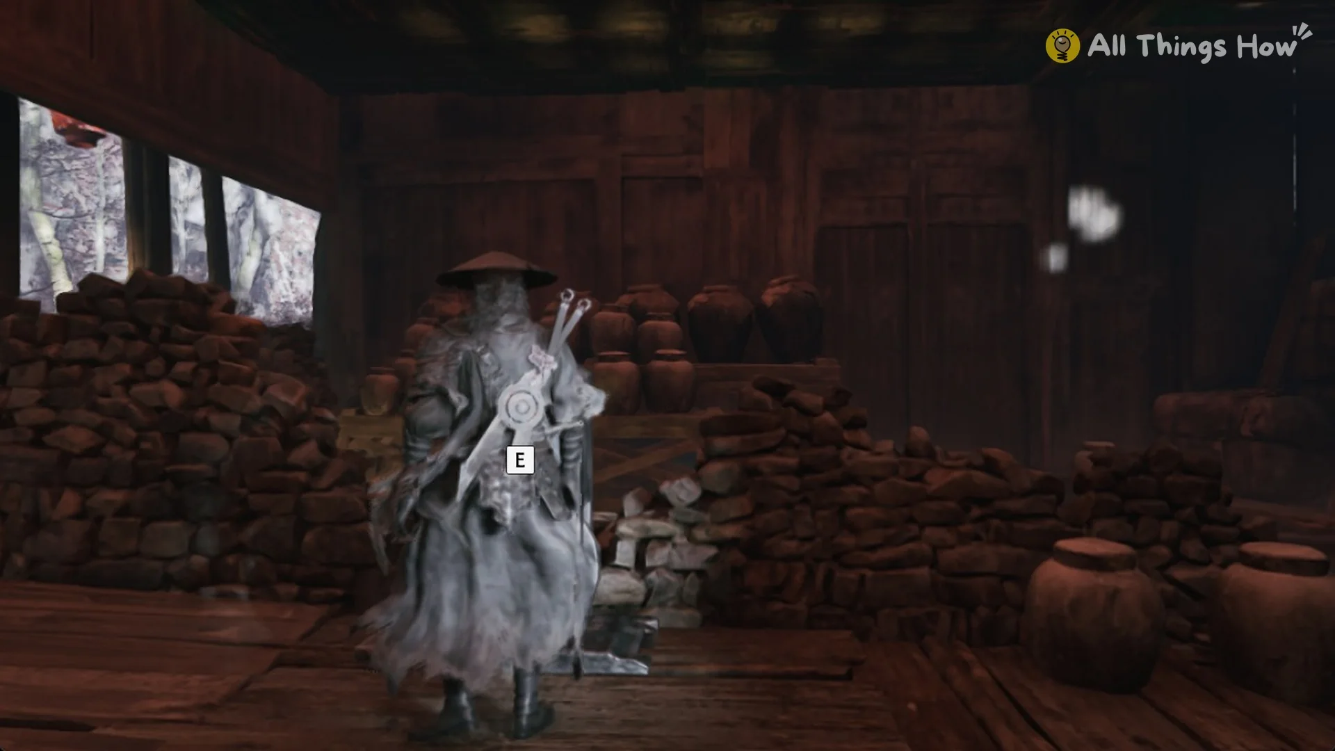 Soul at the metal socket on the storehouse ground floor with the E prompt in Phantom Blade Zero