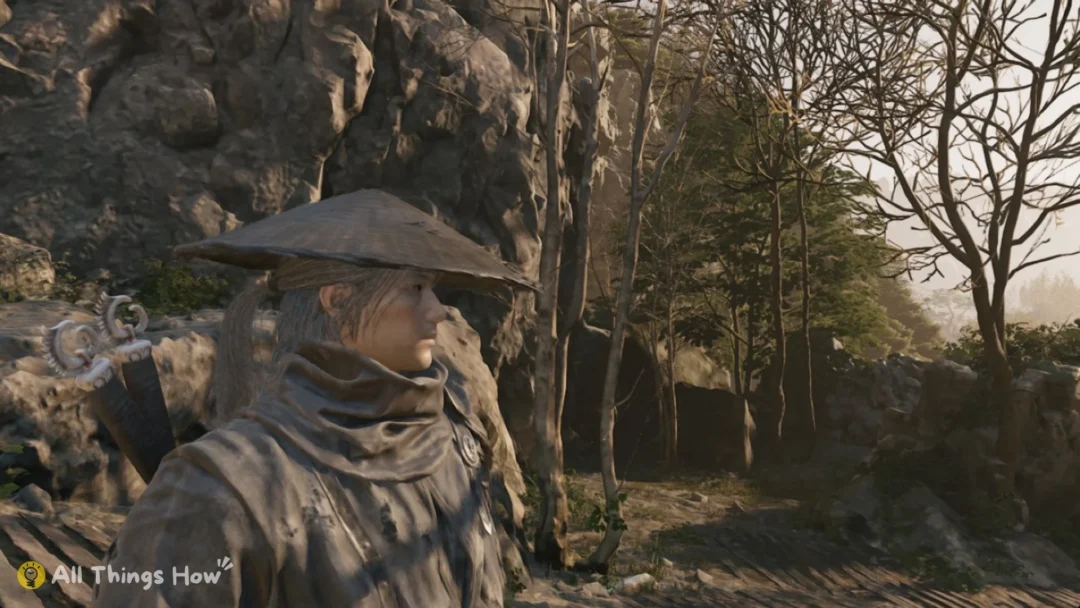 Close view of Soul in his straw hat among trees, Phantom Blade Zero