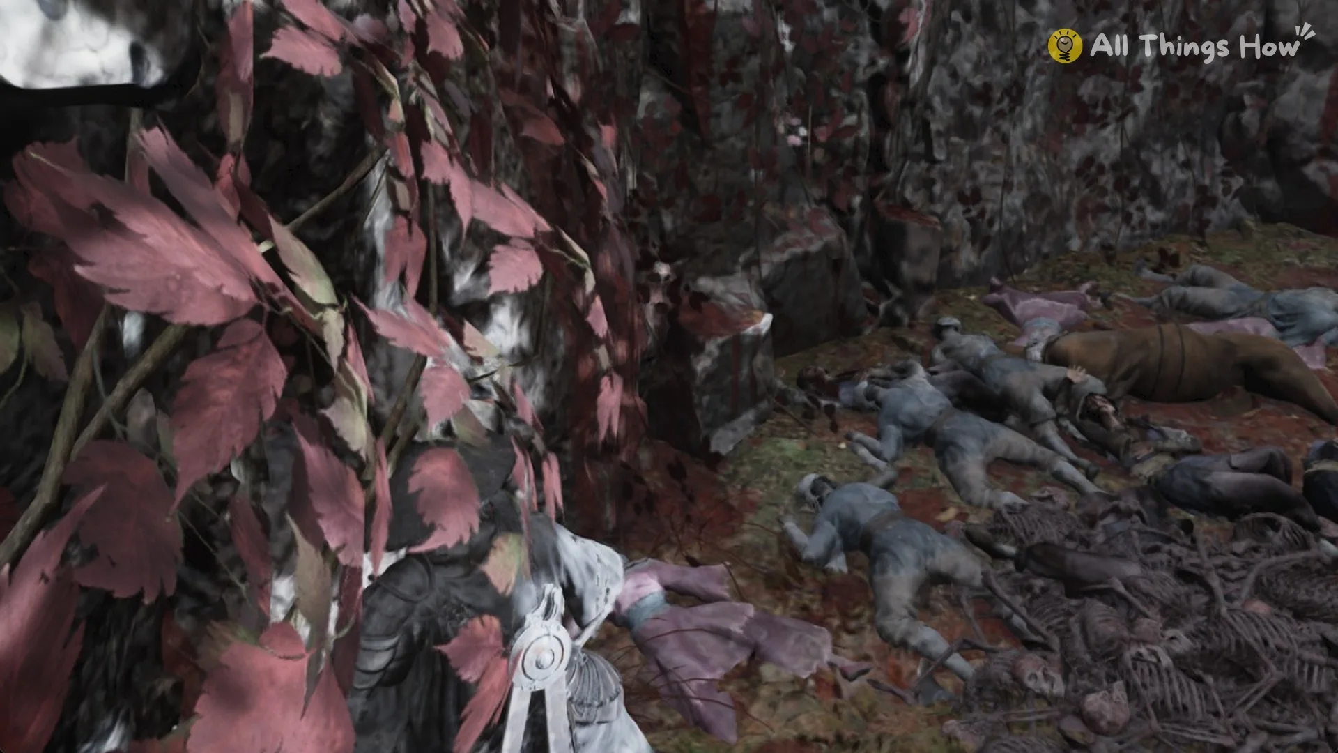Soul standing among the bodies in the corpse pit below the Forest Outpost in Phantom Blade Zero