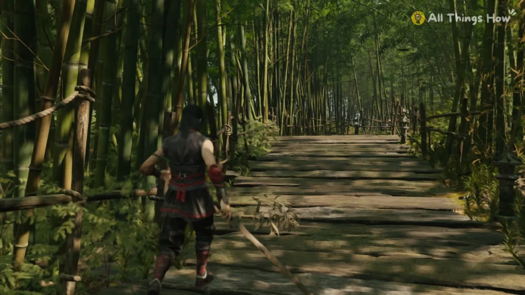 Phantom Blade Zero heroine walking a wooden path through a bamboo forest