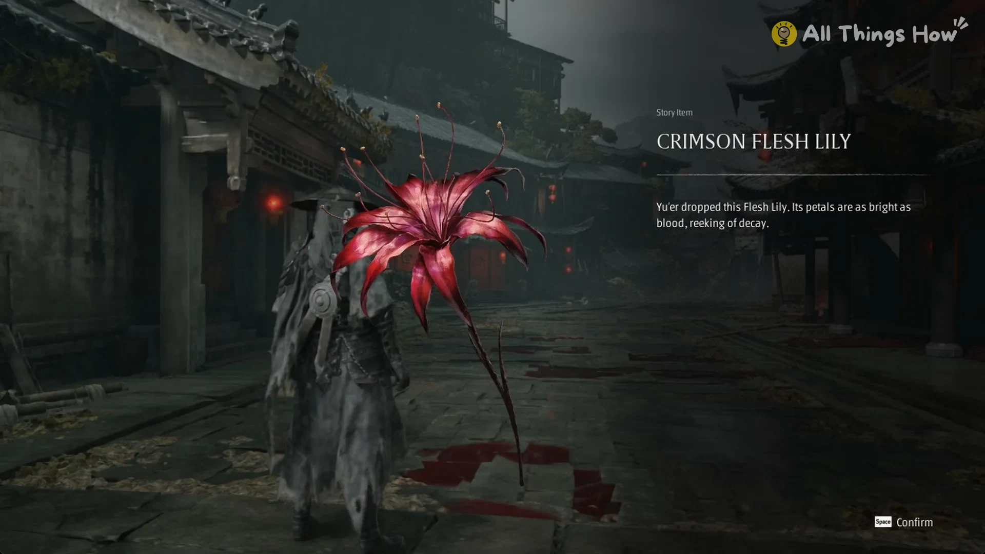 The Crimson Flesh Lily story item card in Pangzhen, Phantom Blade Zero