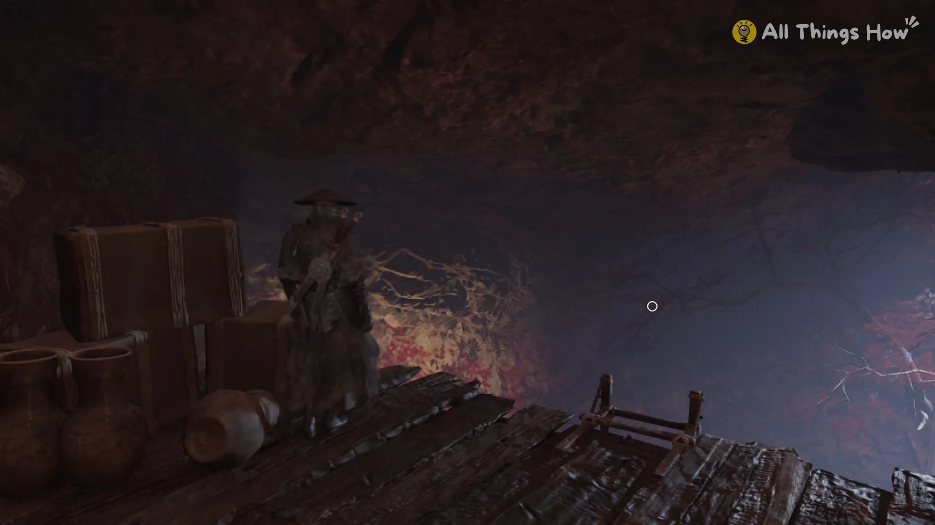 The Crimson Forest tunnel opening onto the red-leafed canyon in Phantom Blade Zero