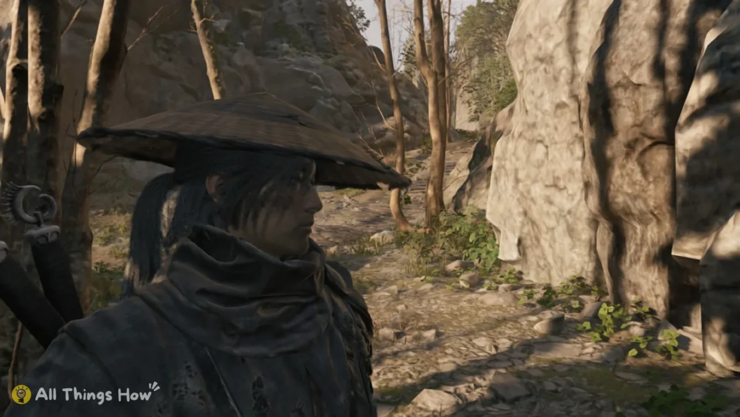Soul in his straw hat beside tall rocks, Phantom Blade Zero