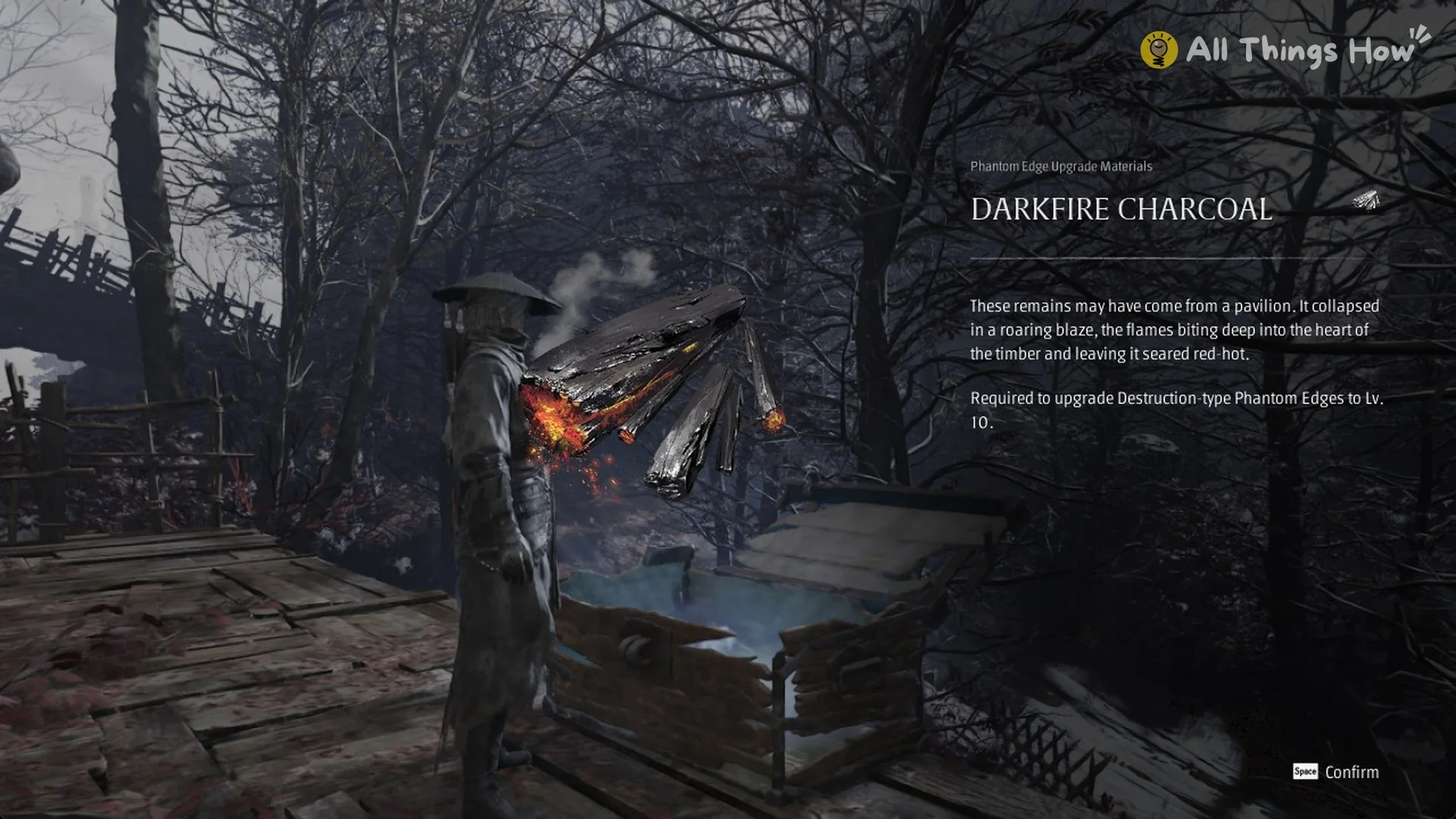 Darkfire Charcoal item card, required to upgrade Destruction-type Phantom Edges to Lv. 10 in Phantom Blade Zero
