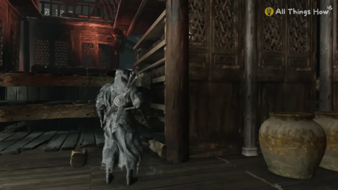 Soul in a wooden storehouse beside a clay jar, Phantom Blade Zero