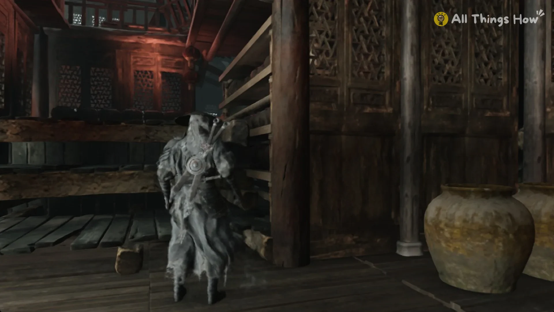 Soul in a wooden storehouse beside a clay jar, Phantom Blade Zero