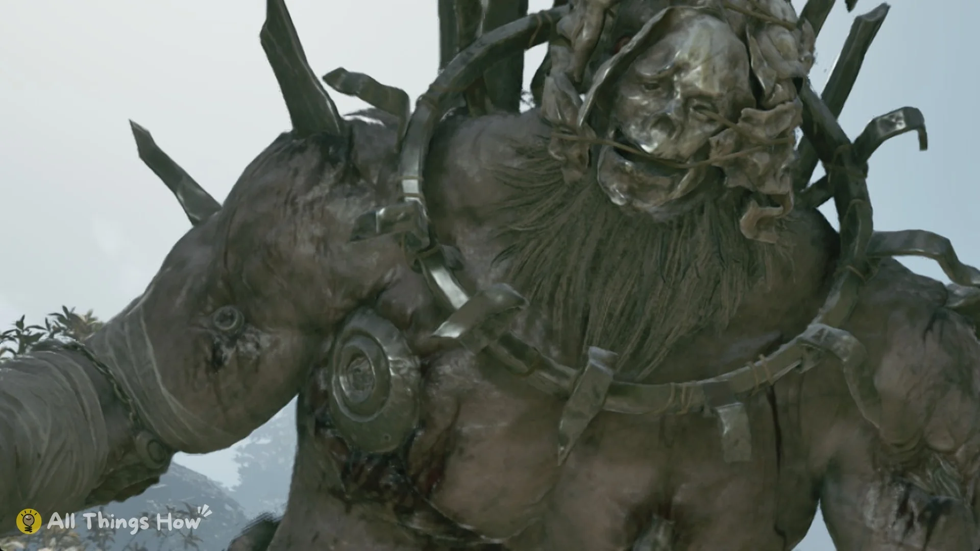 Peng Meng, the Axemaster with his crown of metal spikes in the intro cutscene in Phantom Blade Zero