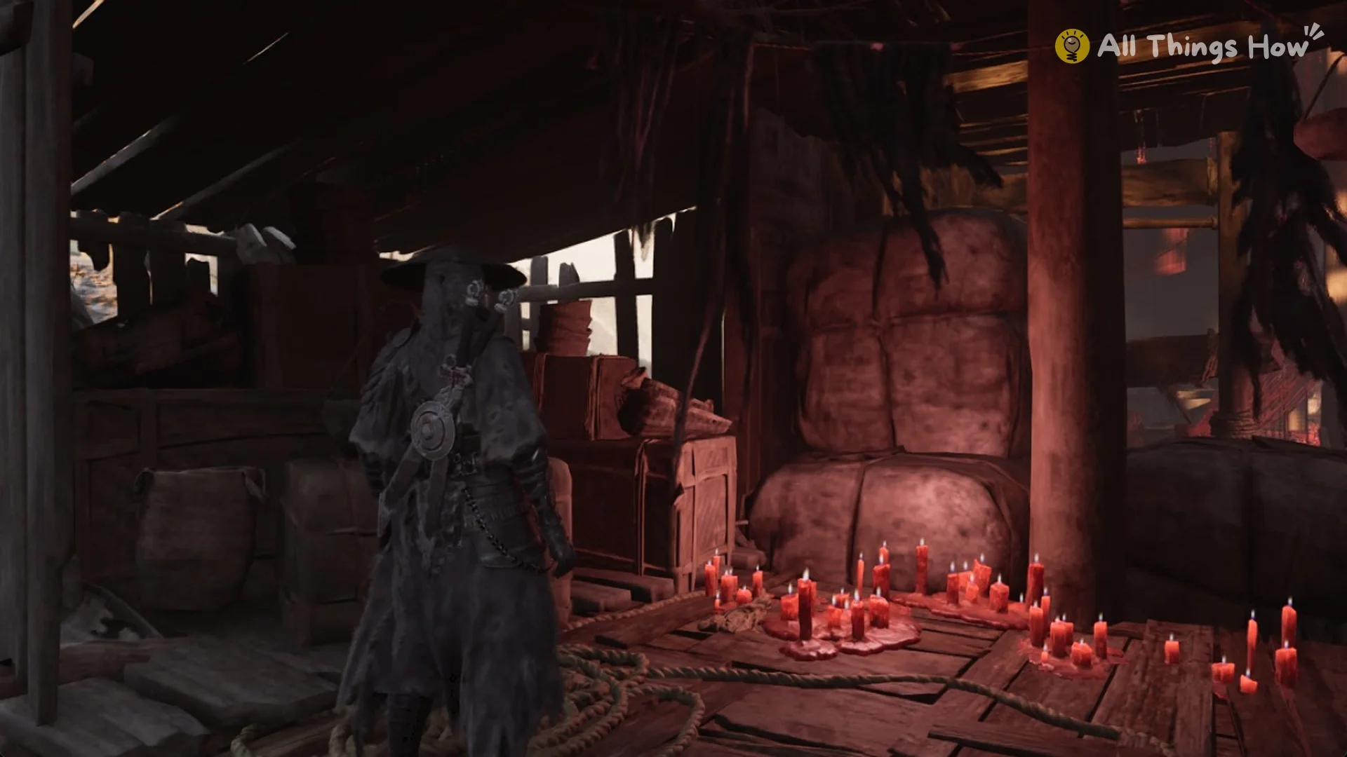 Soul in the red-lit storehouse hall past the Engine Giant Remains bell, Phantom Blade Zero