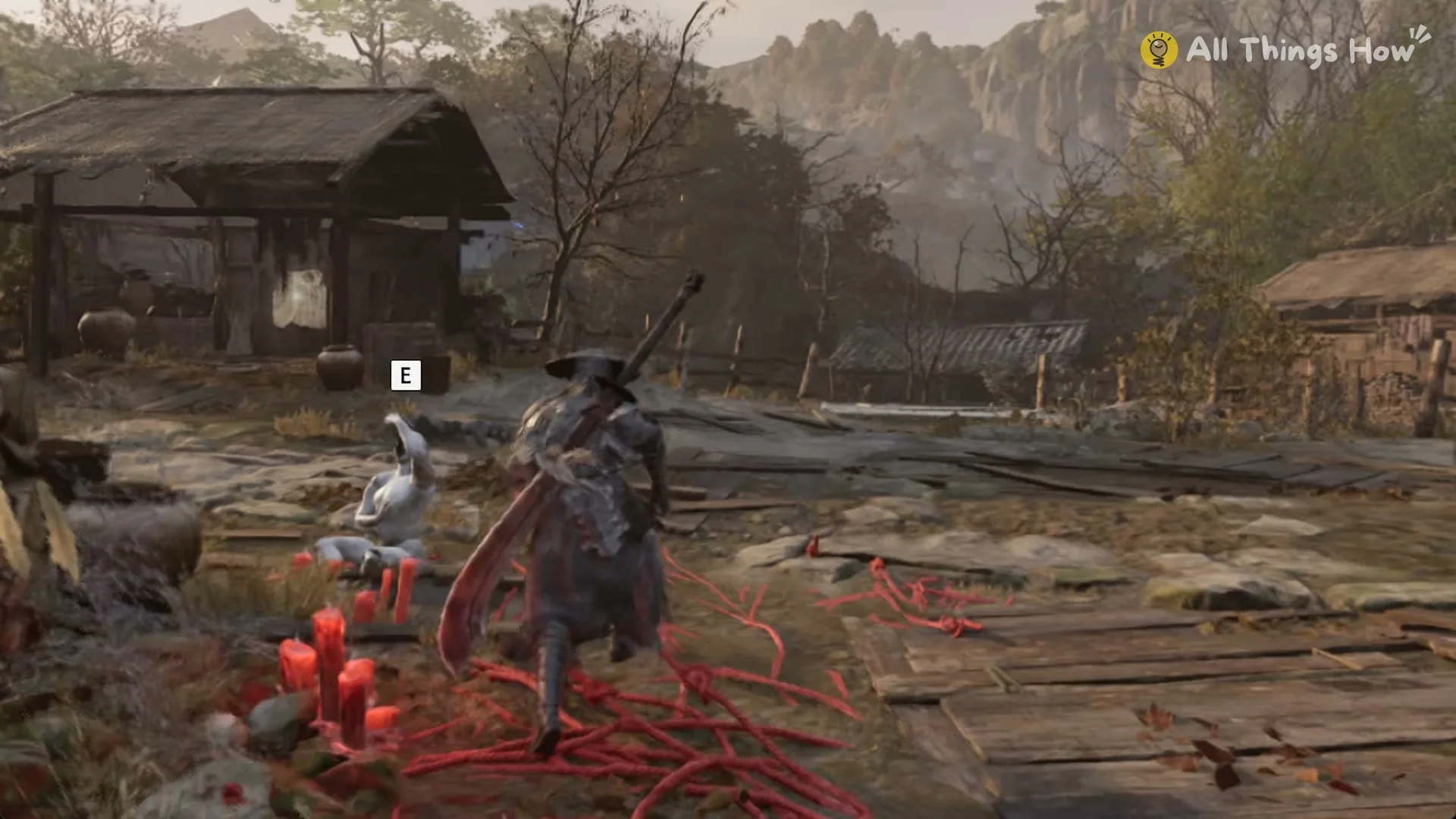 Soul walking past Puppet Bi Yuan toward the open well in the Village of Lu, Phantom Blade Zero