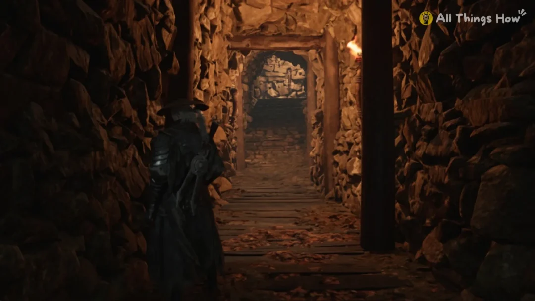 Soul in a stone corridor facing a lit doorway, Phantom Blade Zero