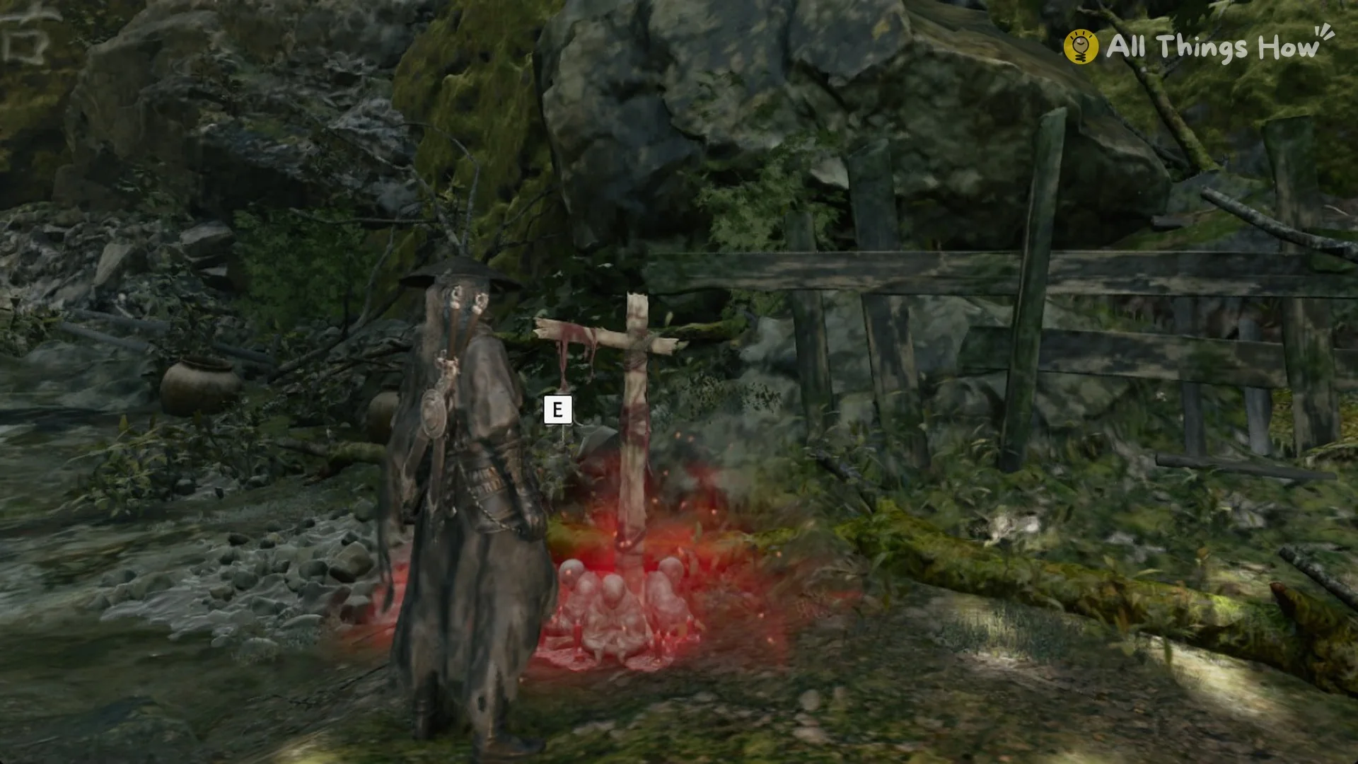 Soul standing beside the bell after fast travel in Phantom Blade Zero