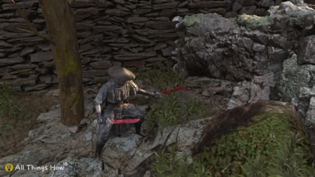 Soul by a tree at the foot of a stone wall, Phantom Blade Zero