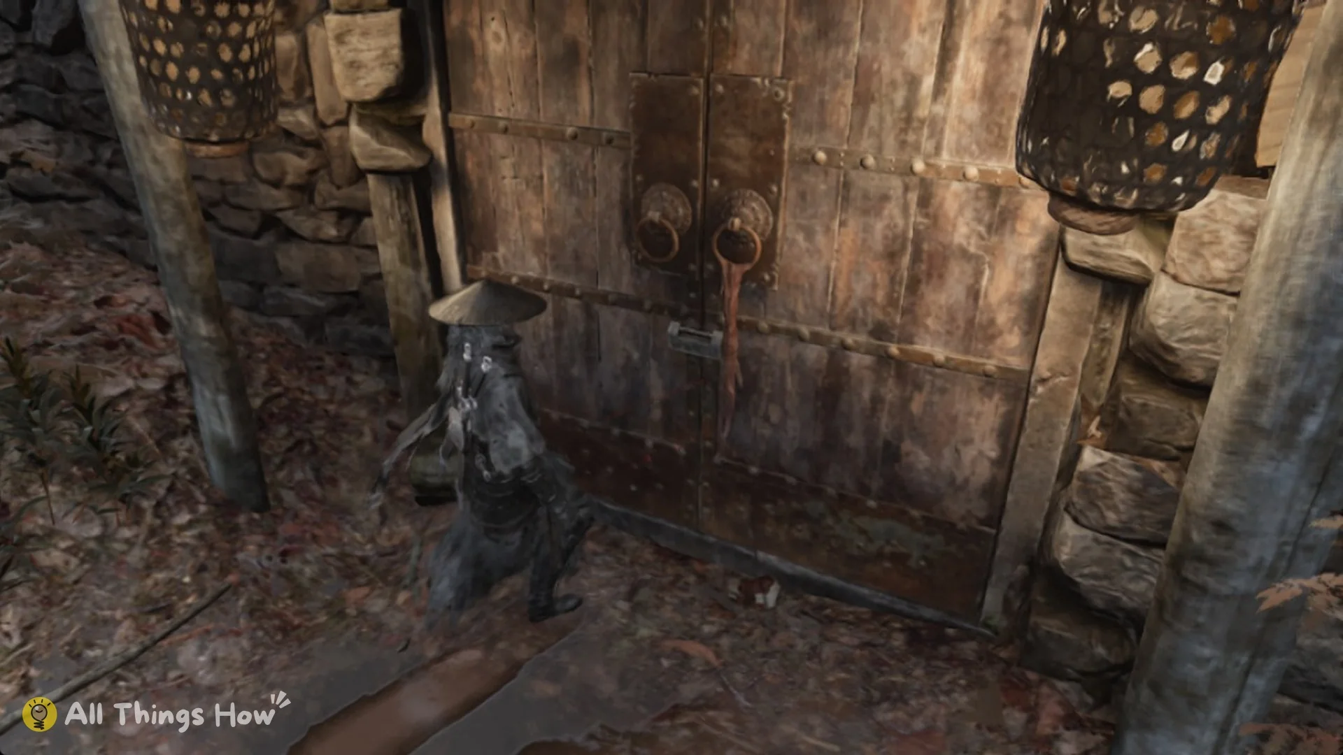 Soul at the wooden double gate on the low road that the Forest Outpost Courtyard Key opens in Phantom Blade Zero
