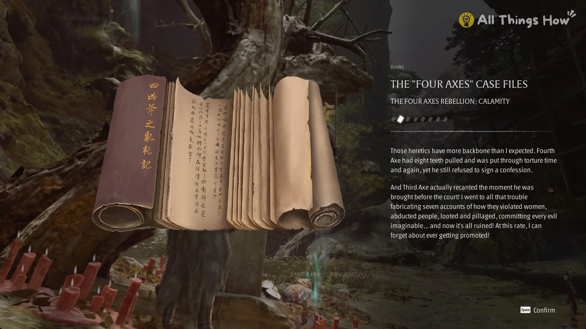 The Four Axes Case Files page The Four Axes Rebellion: Calamity at the tombstone shrine in Phantom Blade Zero