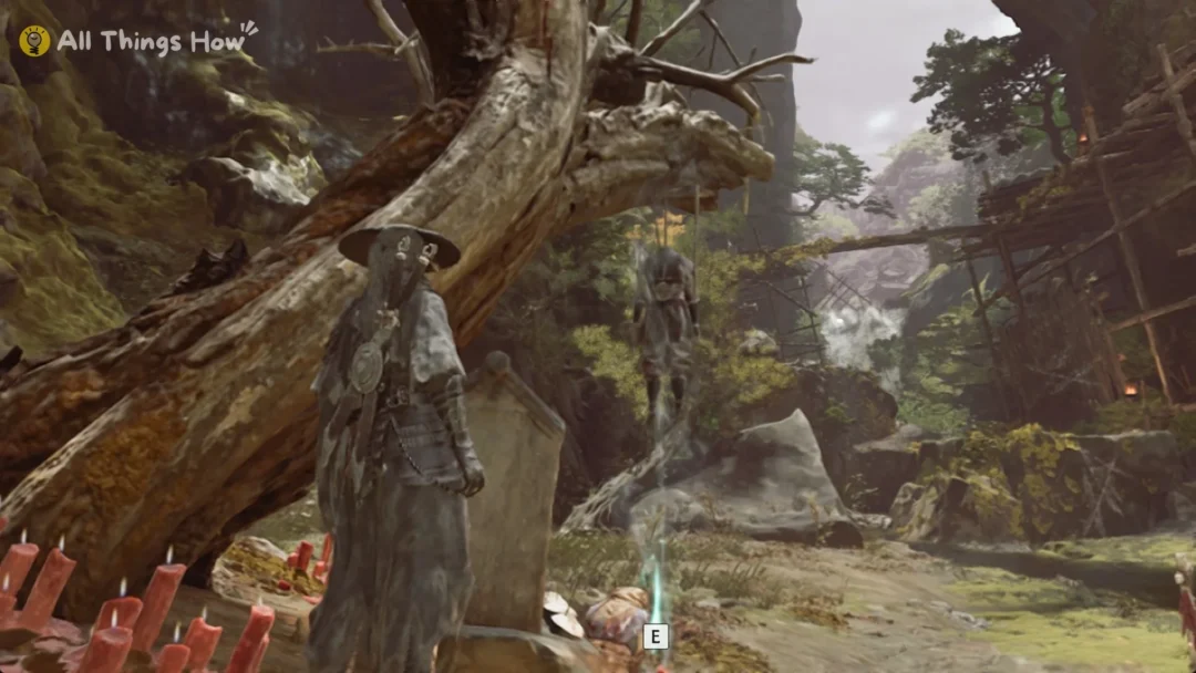 Soul at the glowing case-file page by the tombstone shrine near the Broken Puppet Valley bell in Phantom Blade Zero