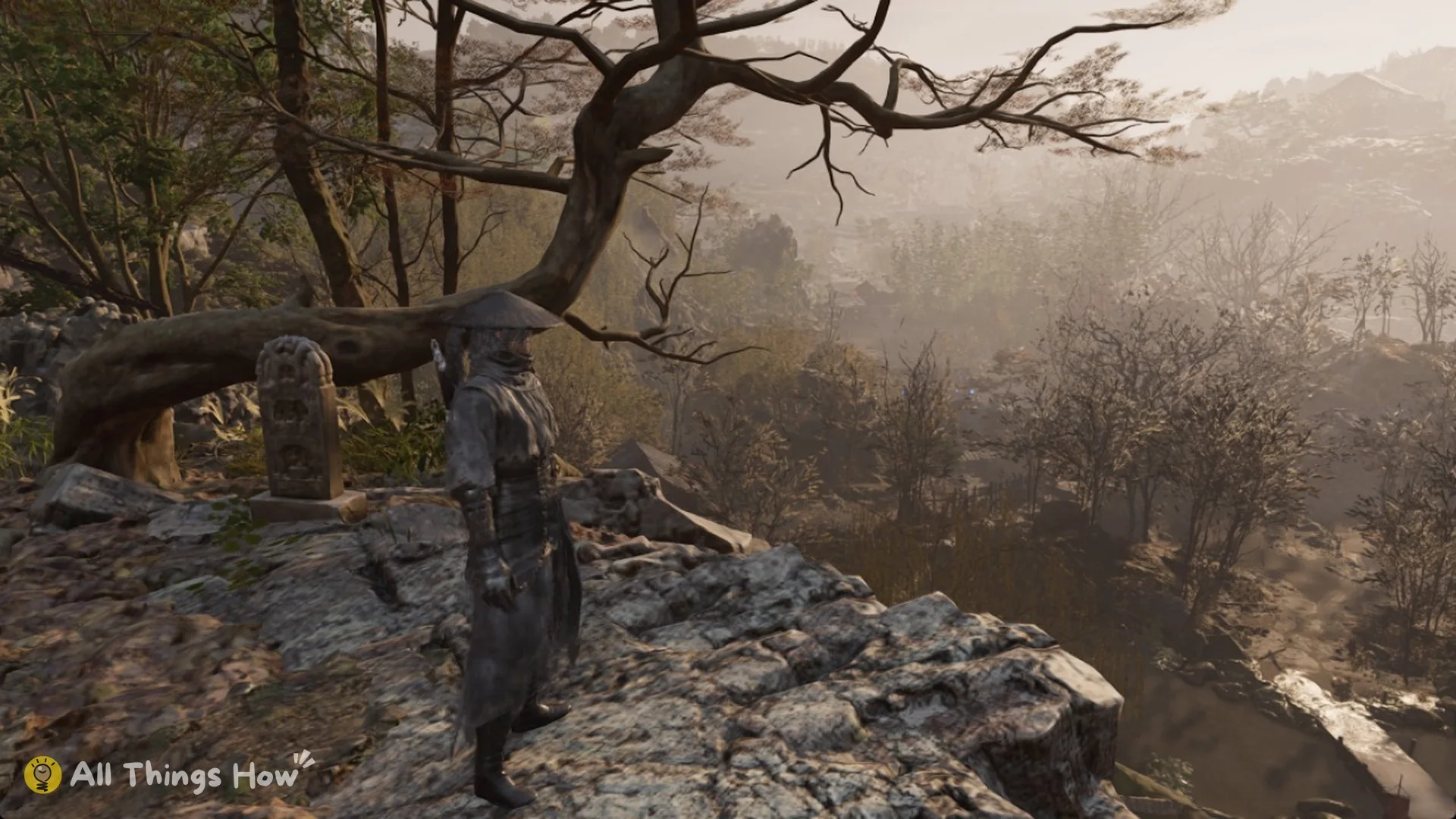 Soul on a rocky ridge under a bare tree, Phantom Blade Zero