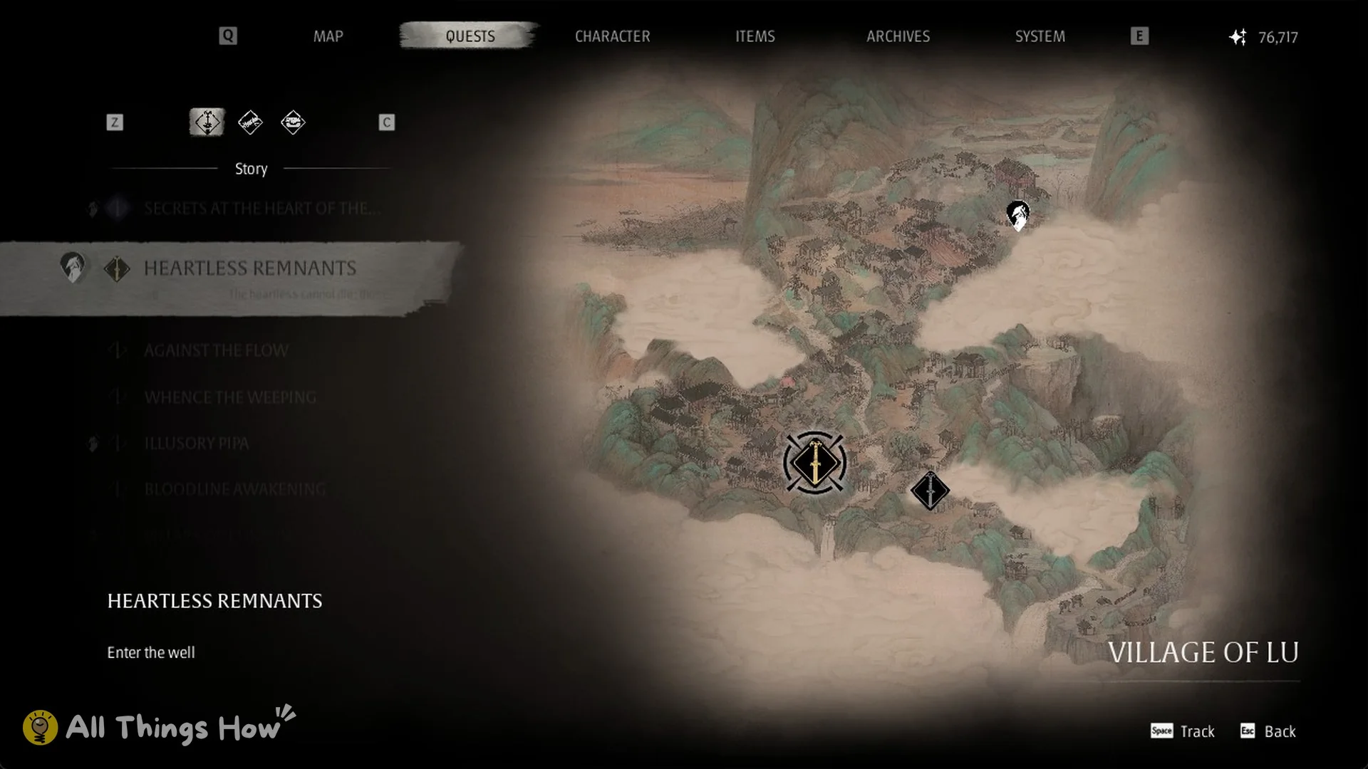 The Heartless Remnants quest showing the objective Enter the well, Phantom Blade Zero