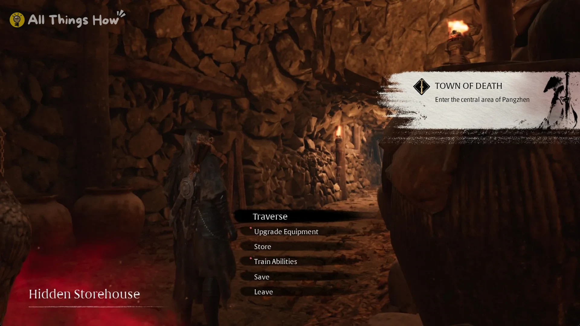 The Hidden Storehouse bell menu with the Town of Death quest, Phantom Blade Zero