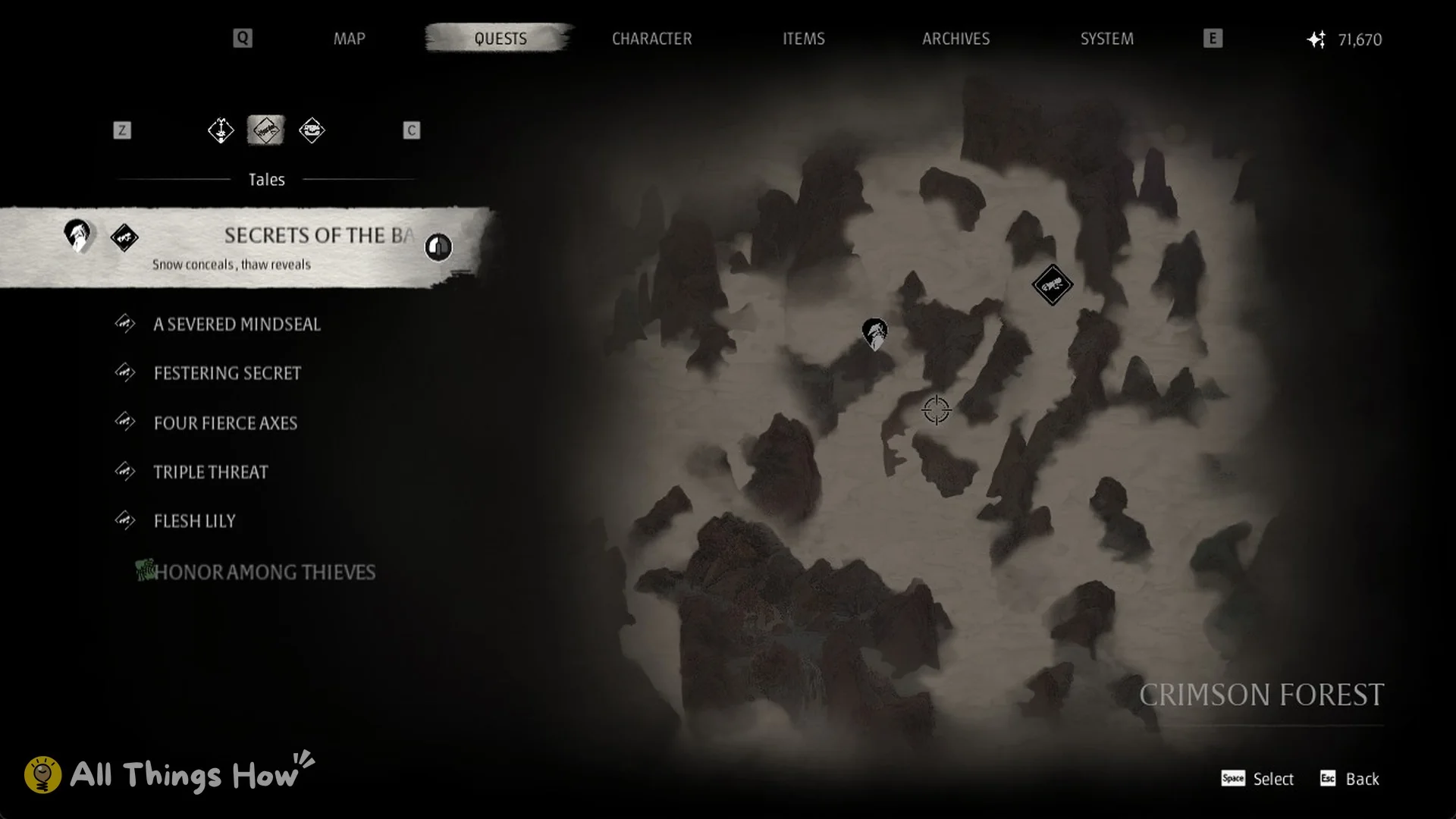 Quests Tales list in Crimson Forest with Honor Among Thieves marked done, Phantom Blade Zero