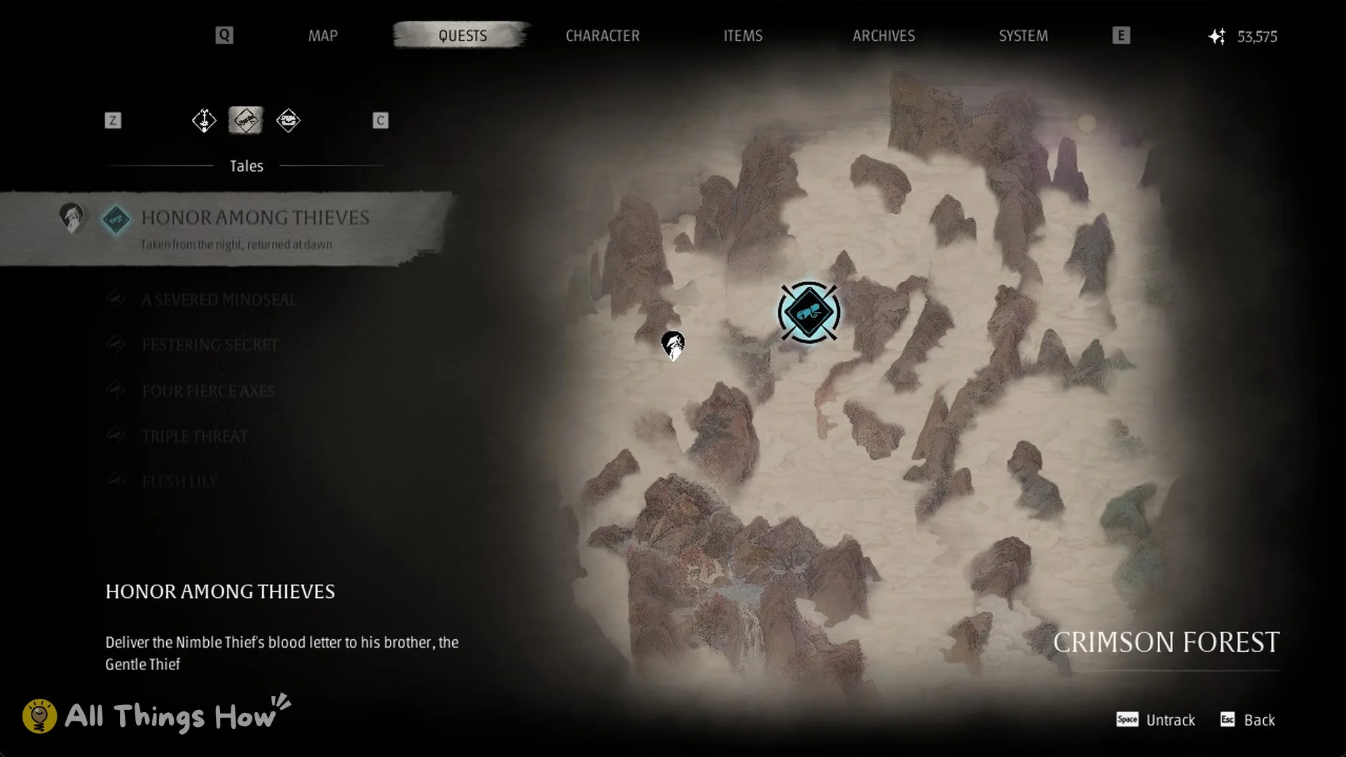 Honor Among Thieves tracked in the Quests menu in Phantom Blade Zero