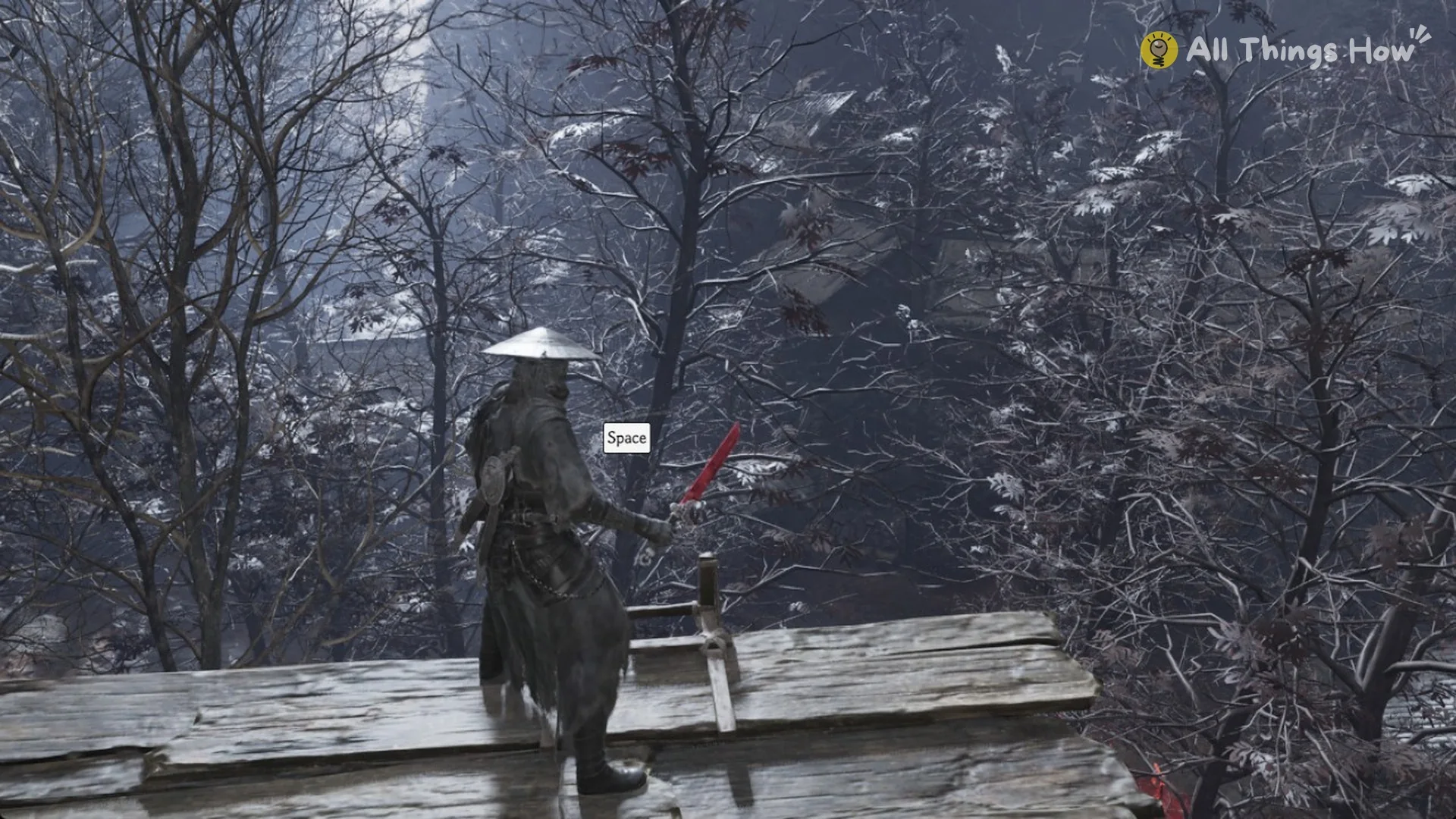 Space prompt on the plank ledge at the top of the ladder down to the Incense Ash scaffold in Phantom Blade Zero