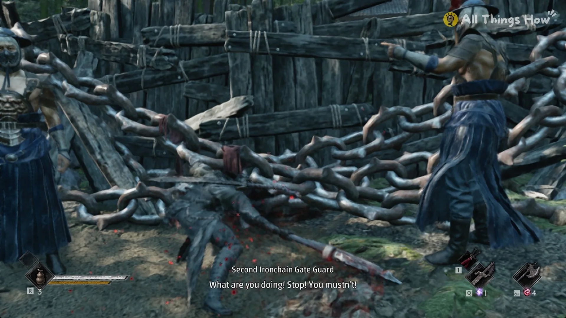Soul cleaving the chain pile with the Dread Axe in Phantom Blade Zero