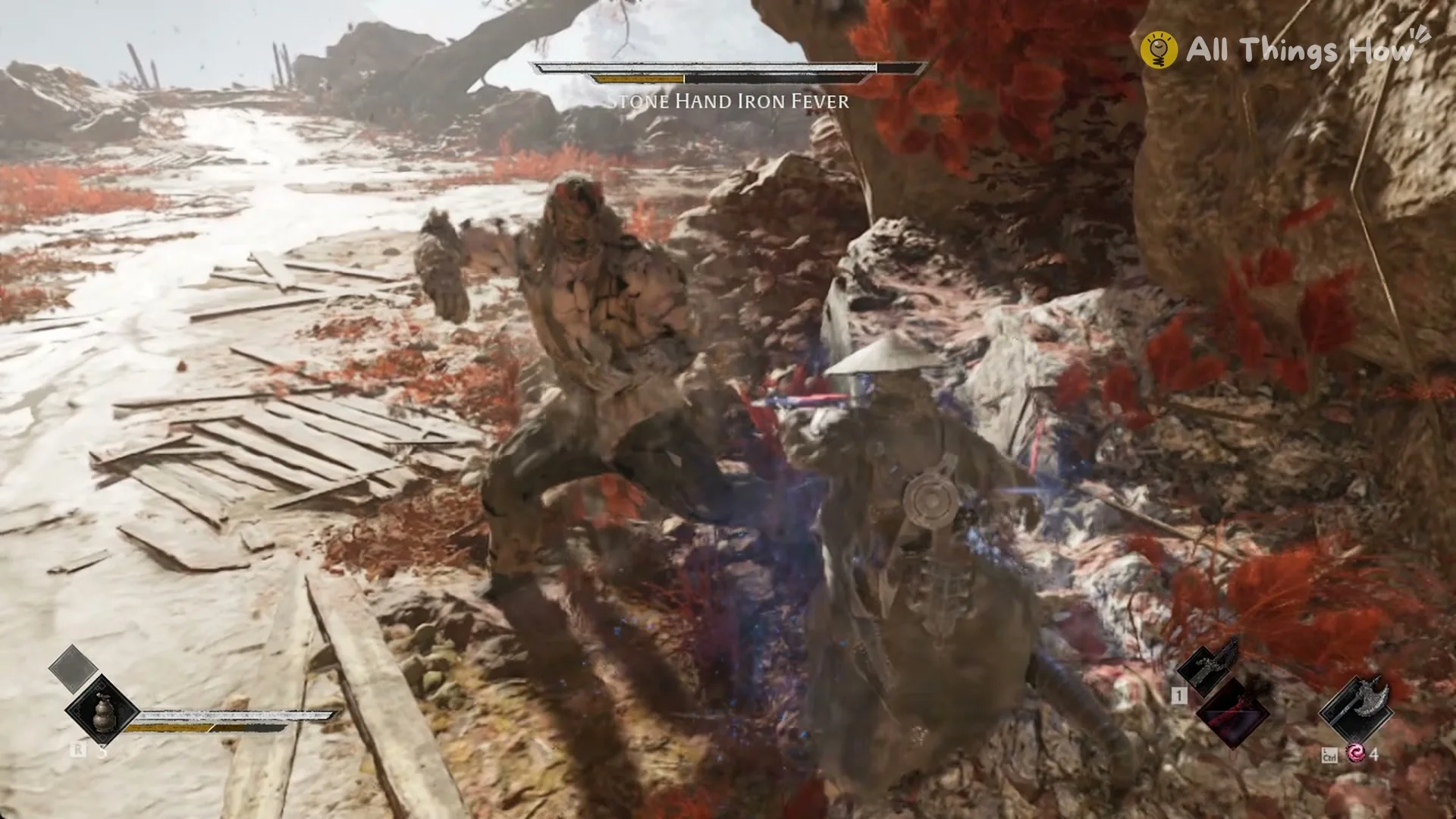 Blue flash of a clean parry against Stone Hand Iron Fever's punch, Phantom Blade Zero